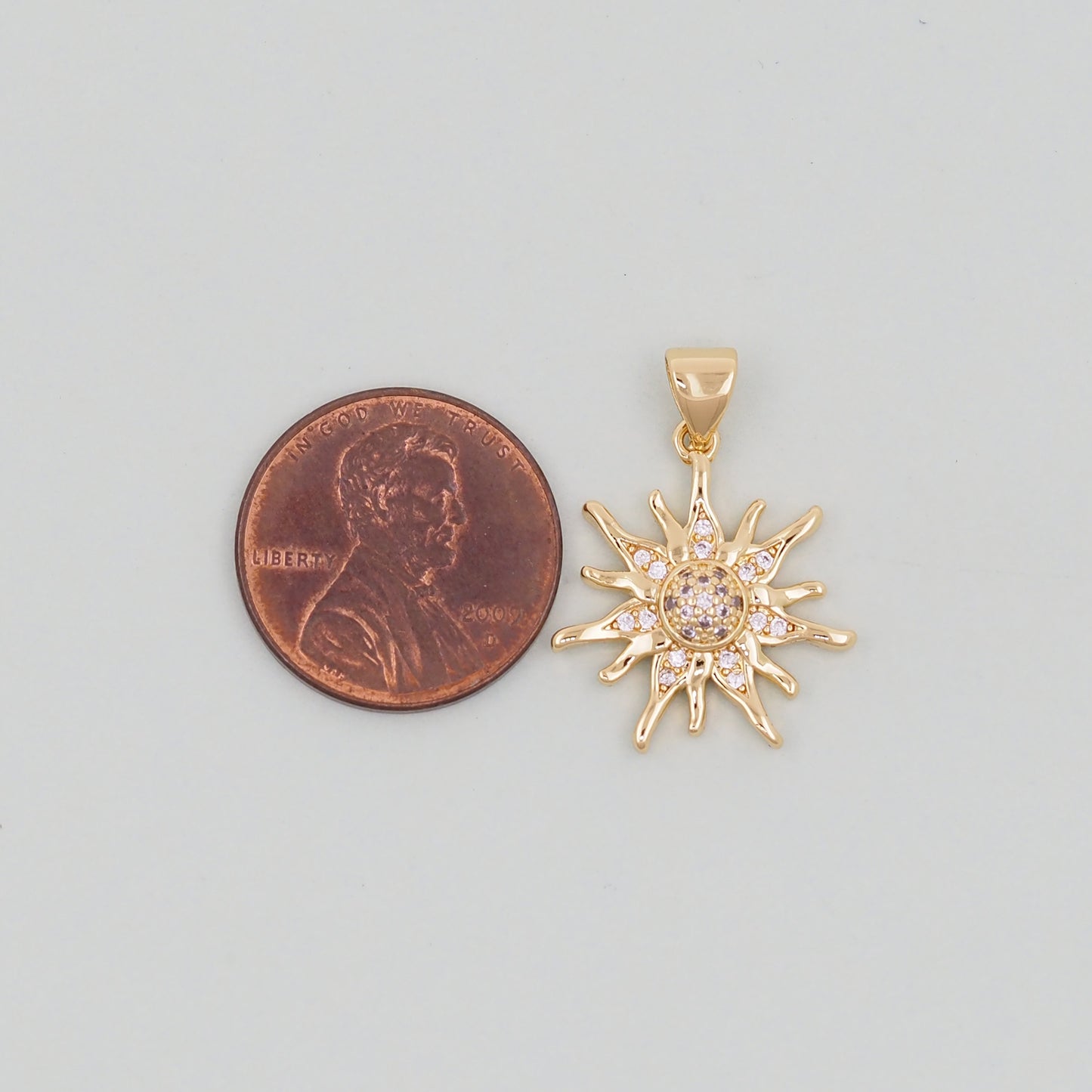 Gold CZ Sun Charms,18K Gold Filled Sun Pendant,Celestial Charm Bracelet Necklace for DIY Jewelry Making Supply