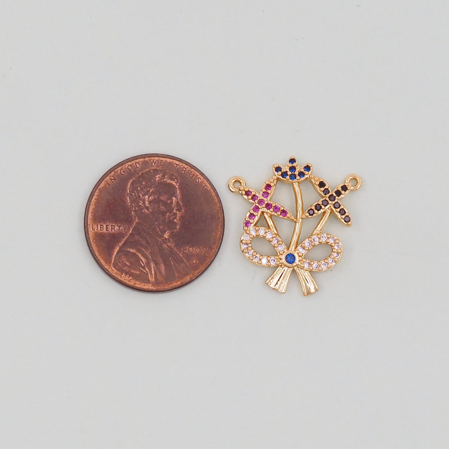 Gold Bow Charms,18K Gold Filled CZ Bow Pendant,Silver bow tie Charm Bracelet Necklace for DIY Jewelry Making Supply
