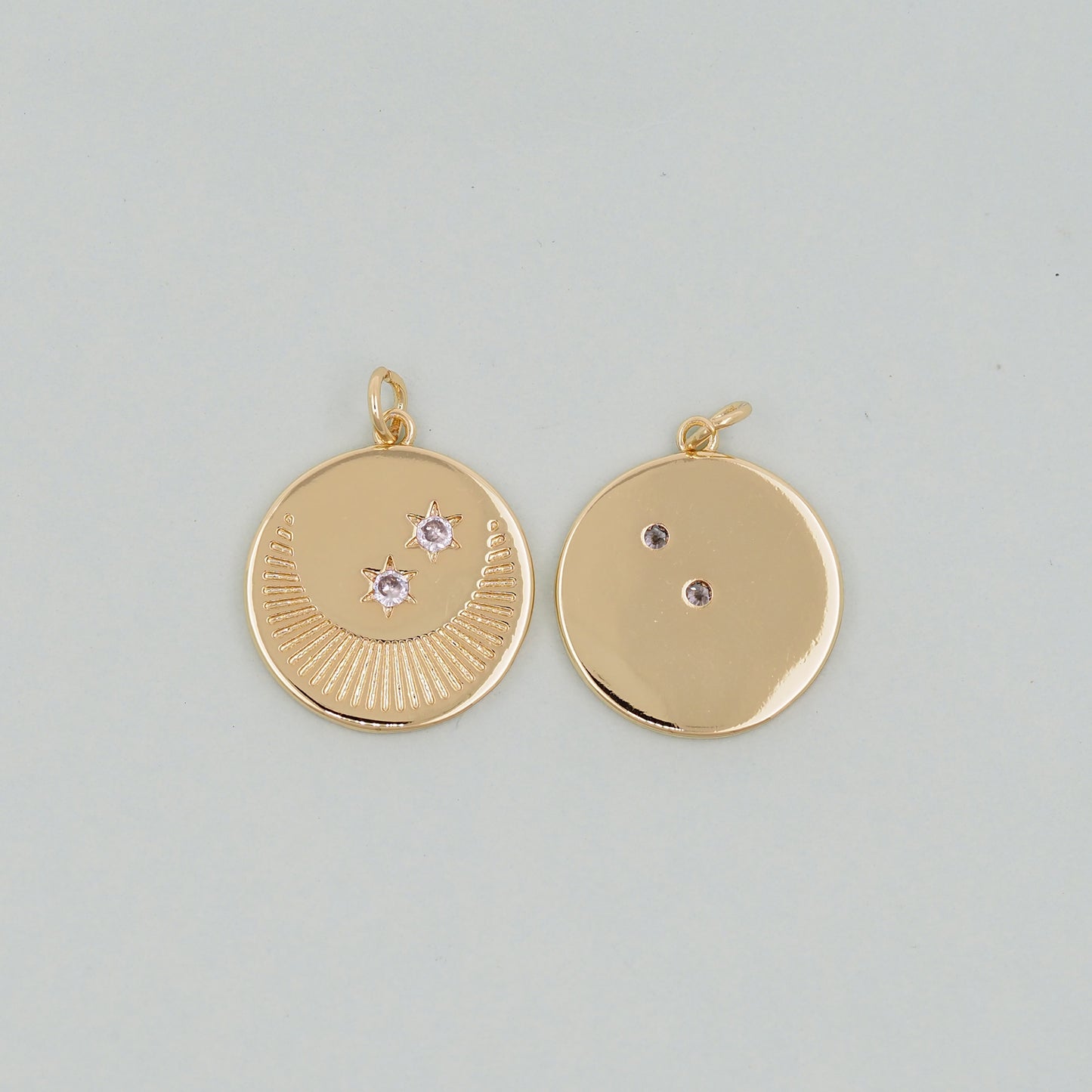 Gold Moon Star Charms,18K Gold Filled CZ Moon Pendant,Celestial Charm Bracelet Necklace for DIY Jewelry Making Supply