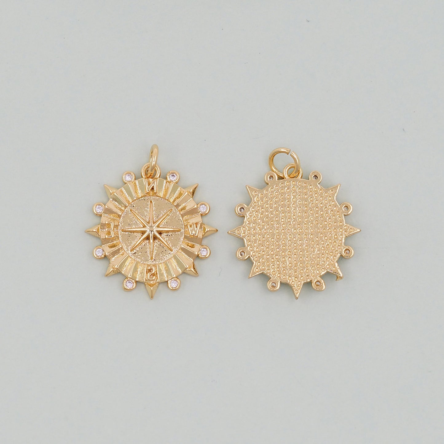 Gold Compass Charms,18K Gold Filled Starburst Pendant,North Star Charm Bracelet Necklace for DIY Jewelry Making Supply