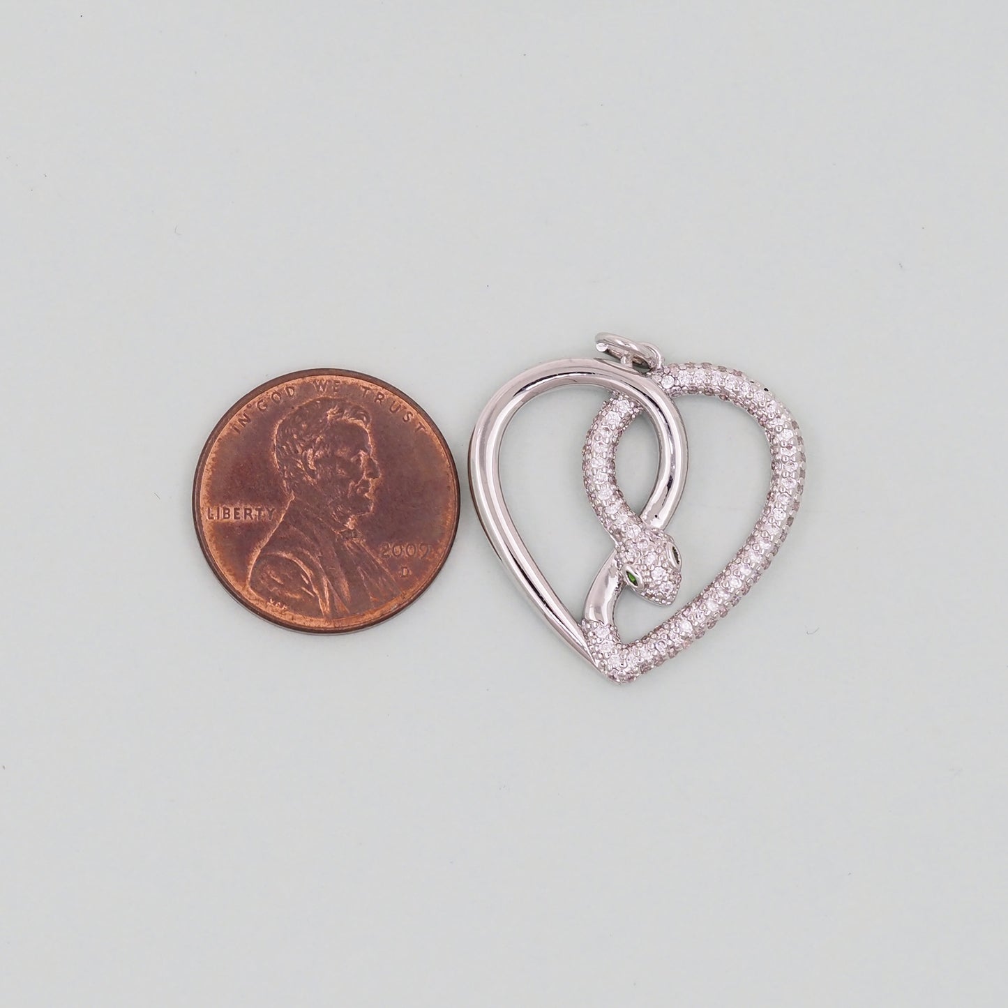 Gold Heart Snake charms,18K Gold Filled CZ Snake Pendant,Silver Snake Charms Bracelet Necklace for DIY Jewelry Making Supply