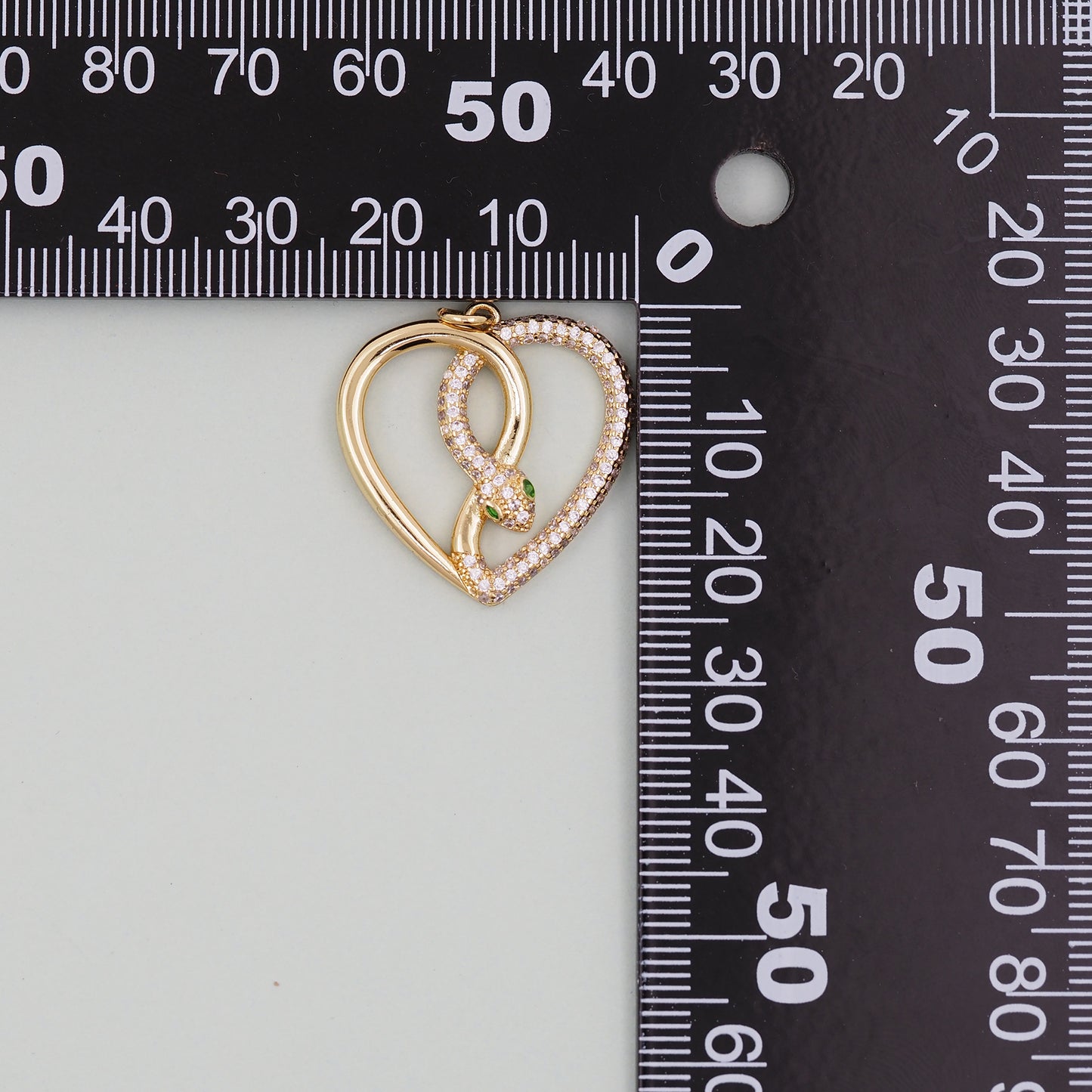 Gold Heart Snake charms,18K Gold Filled CZ Snake Pendant,Silver Snake Charms Bracelet Necklace for DIY Jewelry Making Supply