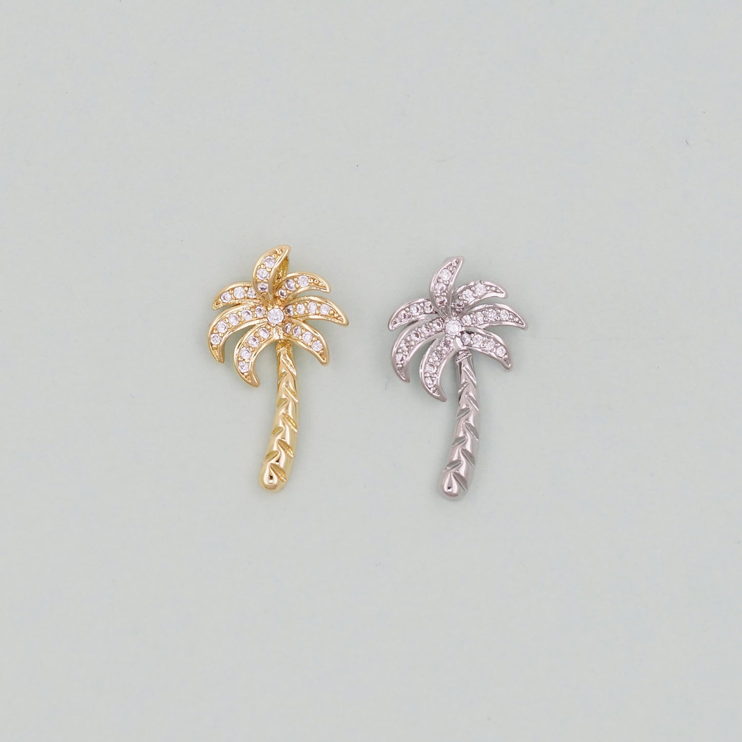Gold Palm Tree Charms,18K Gold Filled Palm tree Pendant,Silver coconut tree Charm Bracelet Necklace for DIY Jewelry Making Supply