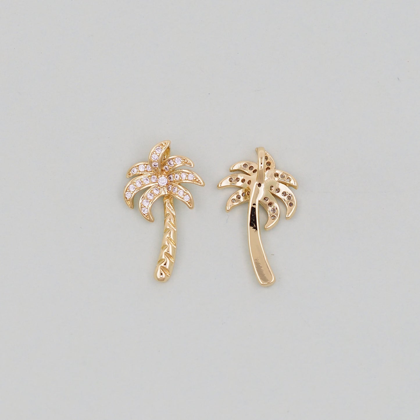 Gold Palm Tree Charms,18K Gold Filled Palm tree Pendant,Silver coconut tree Charm Bracelet Necklace for DIY Jewelry Making Supply