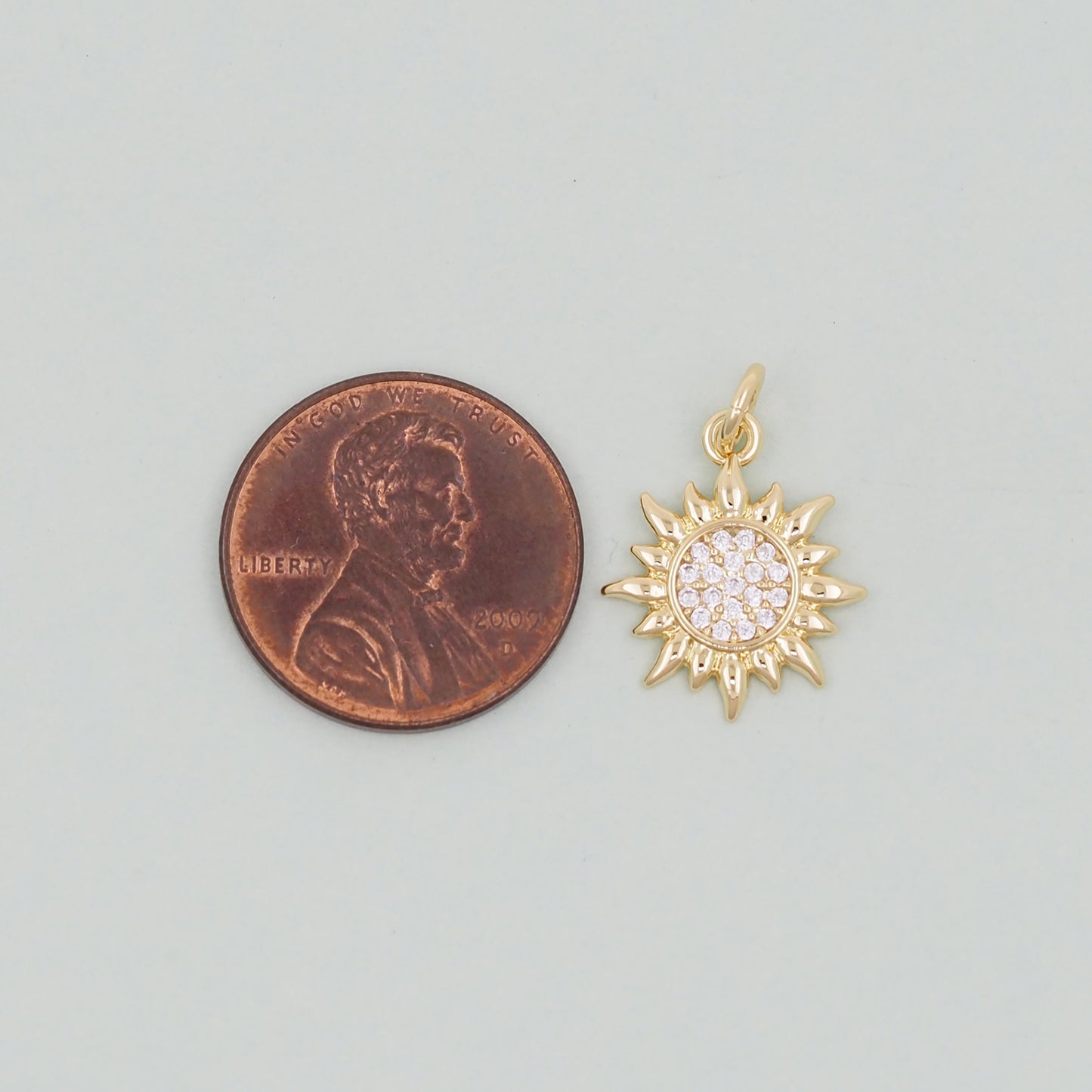 Gold CZ Sun Charms,18K Gold Filled Sun Pendant,Celestial Charm Bracelet Necklace for DIY Jewelry Making Supply