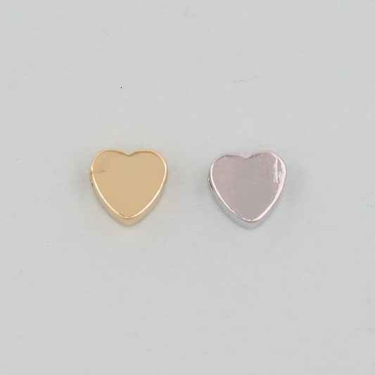 Gold Heart Beads Charms,18K Gold Filled Heart Bracelet Necklace for DIY Jewelry Making Supply hole 2mm