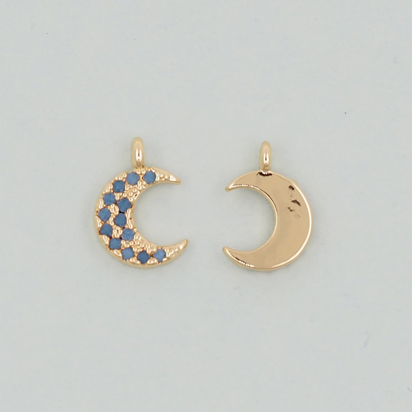 Gold Moon Charms,18K Gold Filled CZ Moon Pendant,Celestial Charm Bracelet Necklace for DIY Jewelry Making Supply