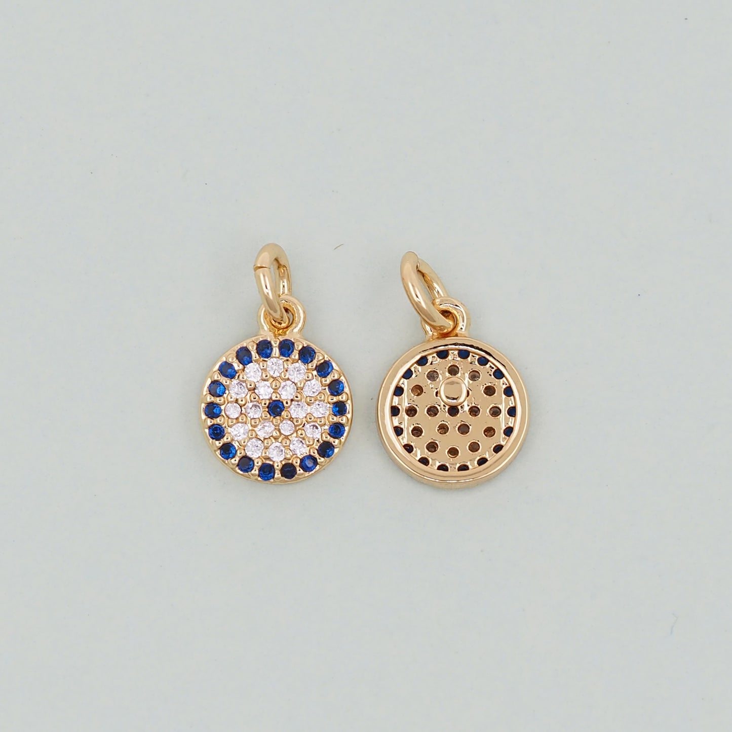 Gold Round Evil Eye Charms,18K Gold Filled Evil Eye Pendant,Evil Eye Charm Bracelet Necklace for DIY Jewelry Making Supply
