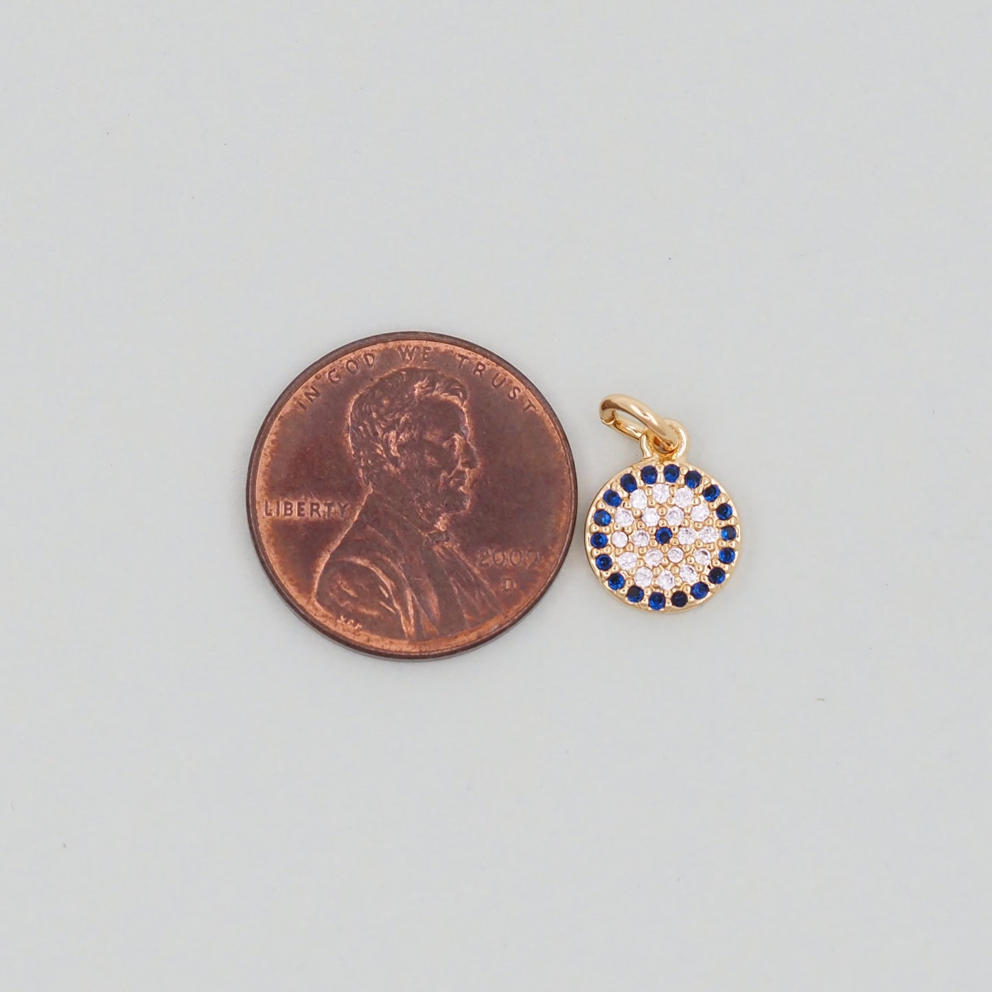Gold Round Evil Eye Charms,18K Gold Filled Evil Eye Pendant,Evil Eye Charm Bracelet Necklace for DIY Jewelry Making Supply