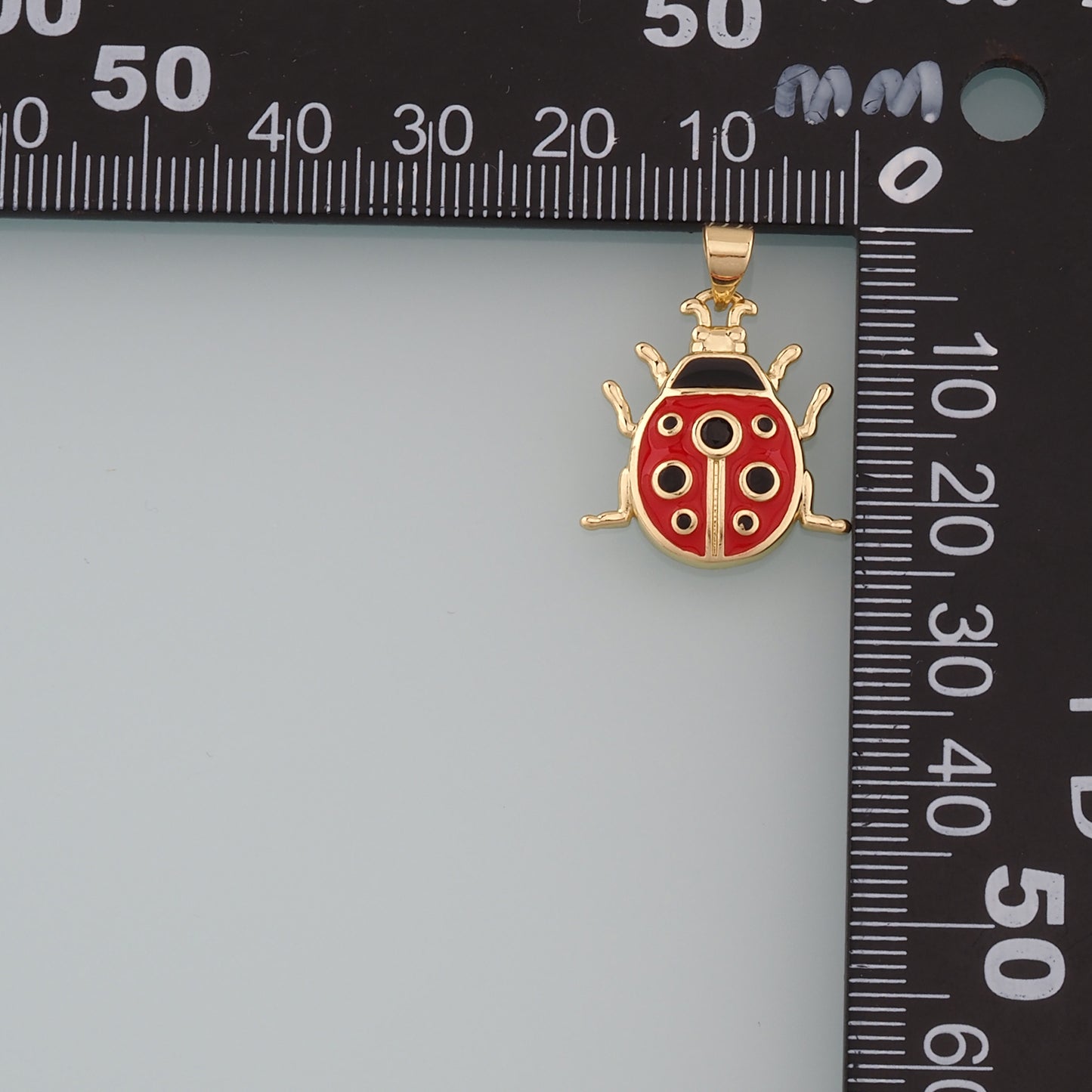 18K Gold Filled Ladybug Pendant,Enamel Insect Charm Bracelet Necklace for DIY Jewelry Making Supply