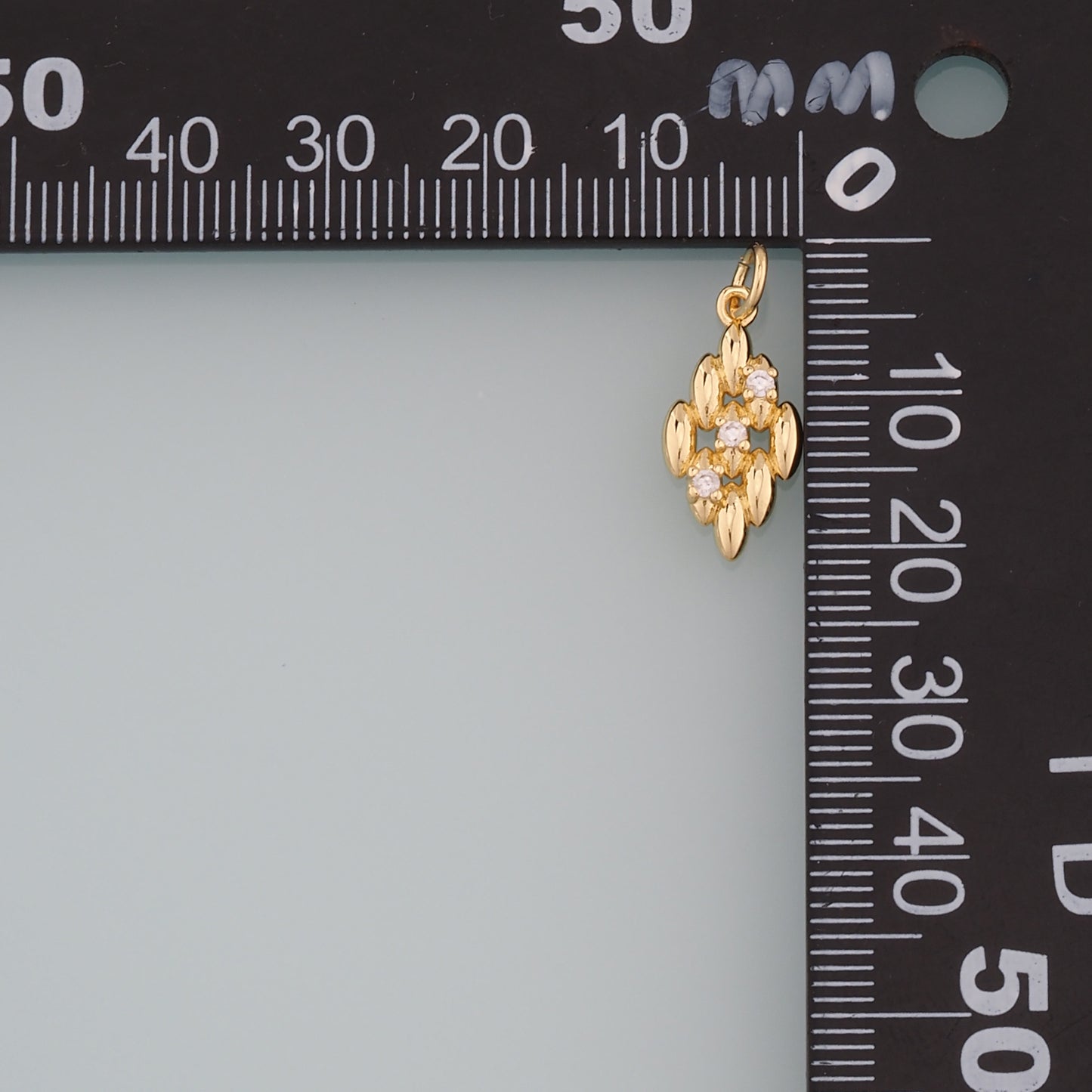 18K Gold Filled Rhombus Pendant, CZ Micro Pave Rhombus Charm Bracelet Necklace for DIY Jewelry Making Supply