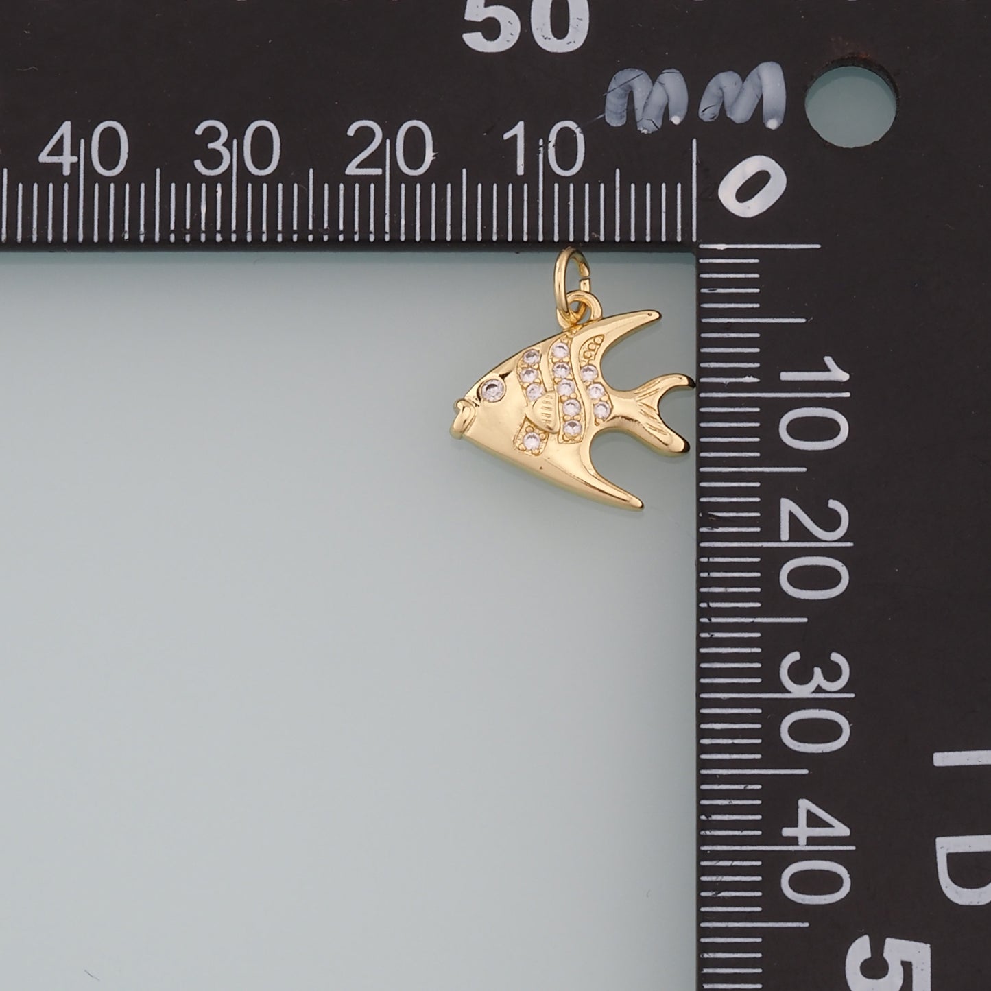 Gold Fish Charms,18K Gold Filled Fish Pendant,CZ Micro Pave Fish Charm Bracelet Necklace for DIY Jewelry Making Supply