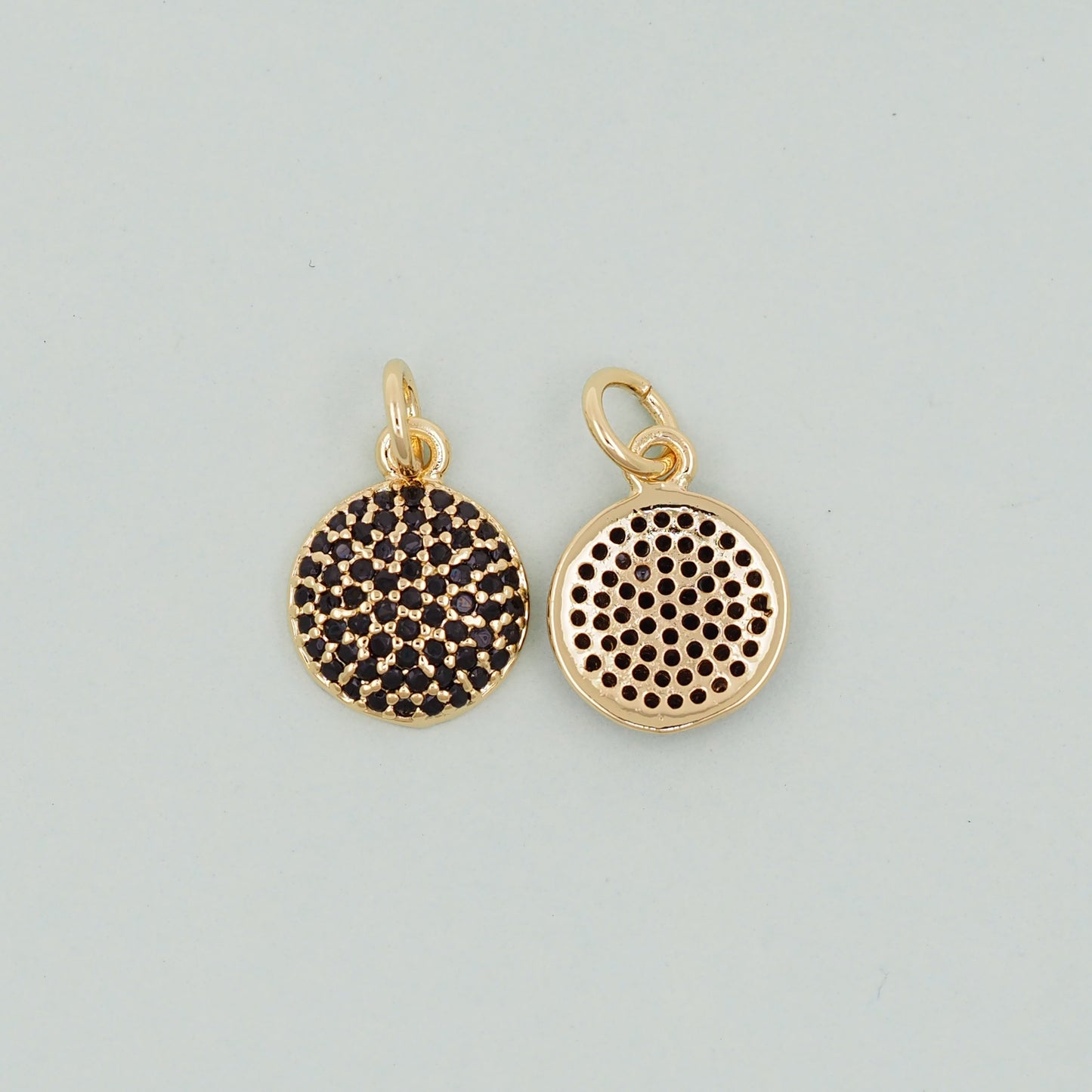 Gold Round Charms,18K Gold Filled Round Pendant,Silver geometry Charm Bracelet Necklace for DIY Jewelry Making Supply