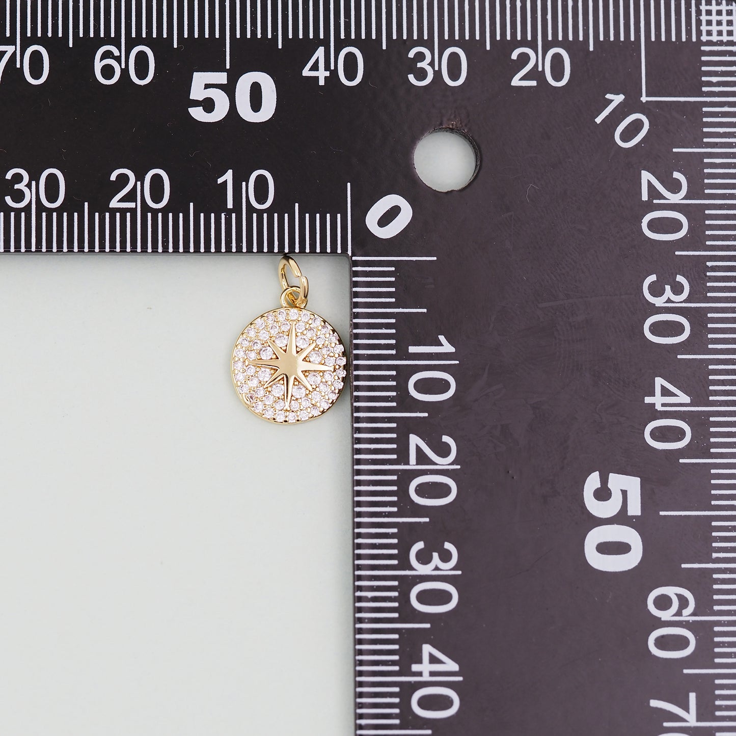Gold Round Star Charms,18K Gold Filled Starburst Pendant,North Star Charm Bracelet Necklace for DIY Jewelry Making Supply