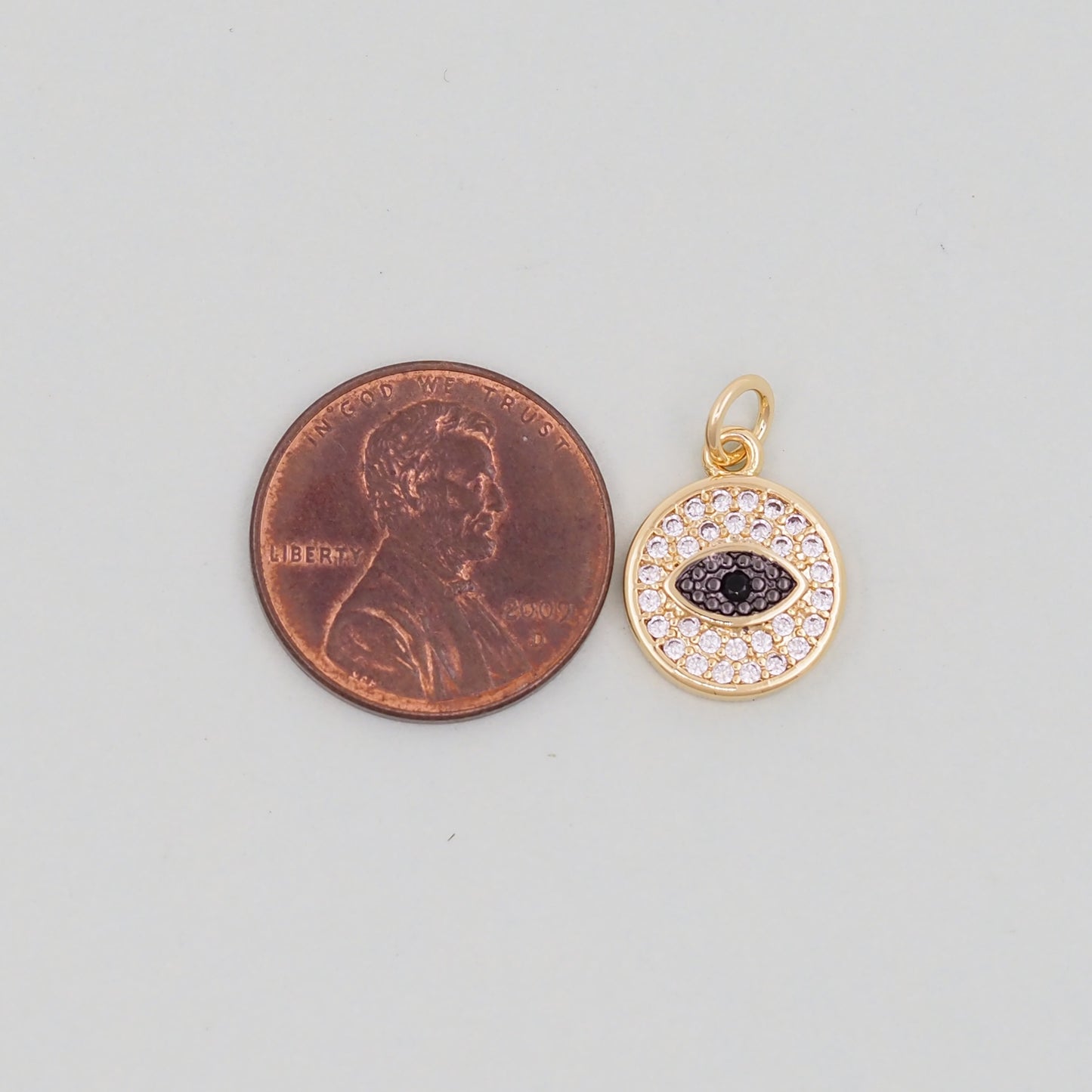 Gold Round Evil Eye Charms,18K Gold Filled Evil Eye Pendant,Evil Eye Charm Bracelet Necklace for DIY Jewelry Making Supply