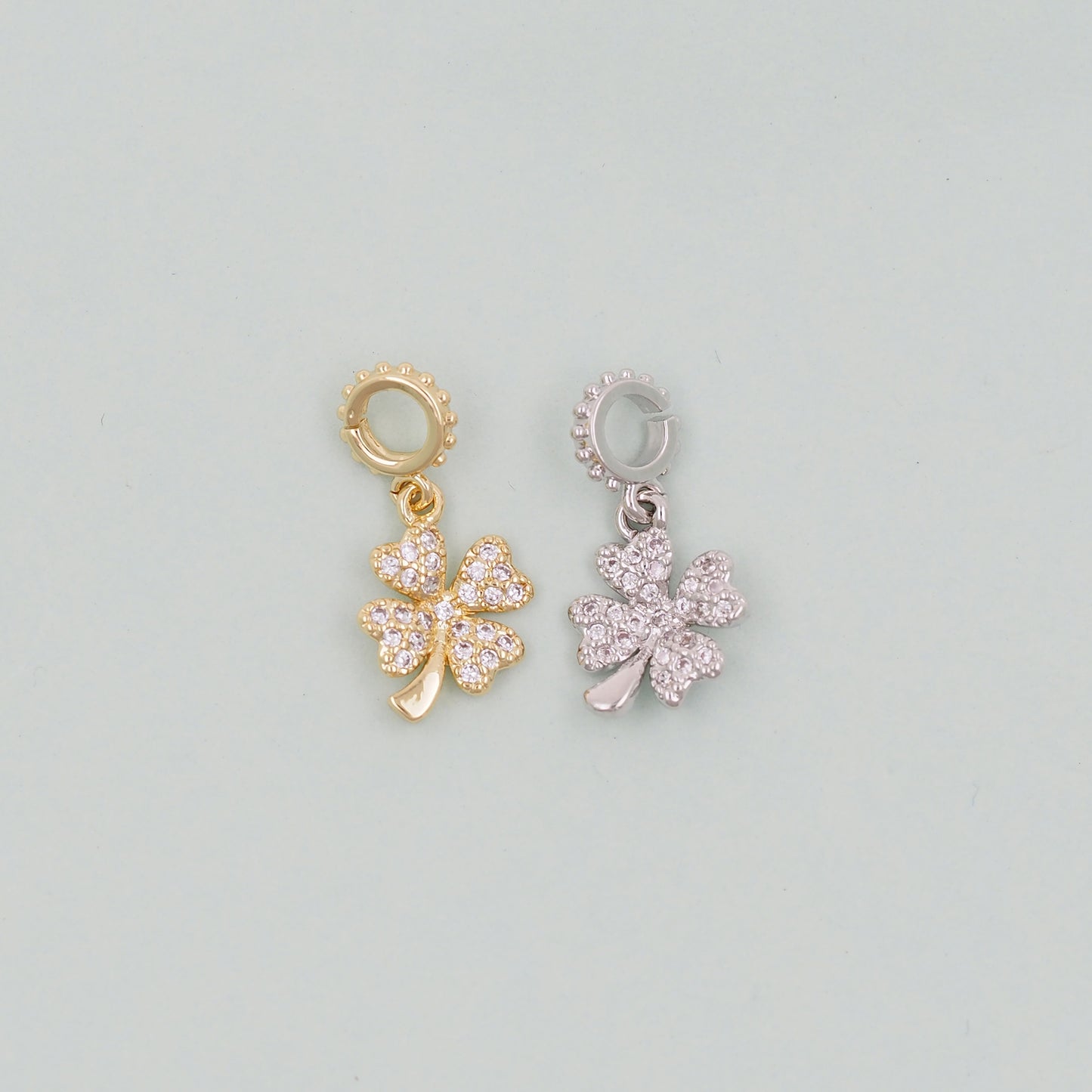 Gold Flower Charms,18K Gold Filled CZ flower Pendant,Silver flower Charm Bracelet Necklace for DIY Jewelry Making Supply