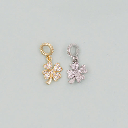 Gold Flower Charms,18K Gold Filled CZ flower Pendant,Silver flower Charm Bracelet Necklace for DIY Jewelry Making Supply