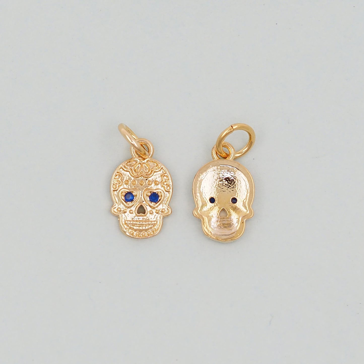 Gold Skull Charms,18K Gold Filled Skull Pendant,Skull Charm Bracelet Necklace for DIY Jewelry Making Supply
