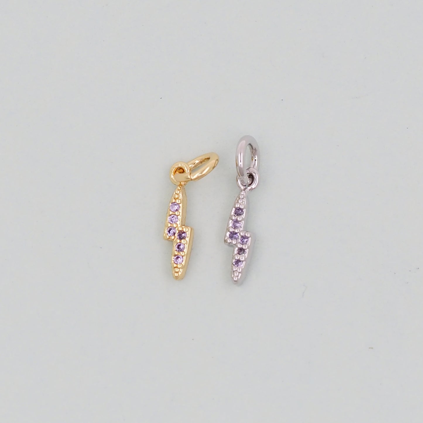 Gold Lightning Charms,18K Gold Filled Tiny Lightning Pendant,Silver Lightning Charm Bracelet Necklace for DIY Jewelry Making Supply