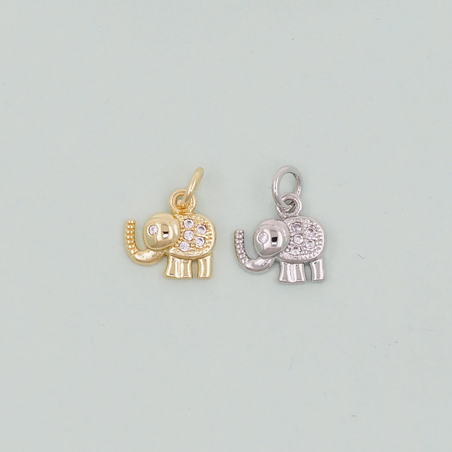 Gold Tiny Elephant Charms,18K Gold Filled CZ Elephant Pendant,Elephant Charm Bracelet Necklace for DIY Jewelry Making Supply