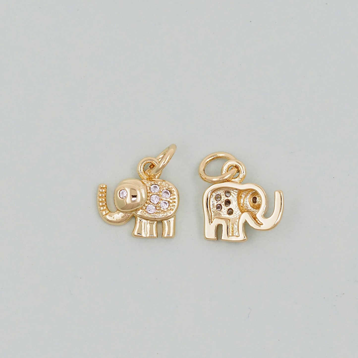 Gold Tiny Elephant Charms,18K Gold Filled CZ Elephant Pendant,Elephant Charm Bracelet Necklace for DIY Jewelry Making Supply