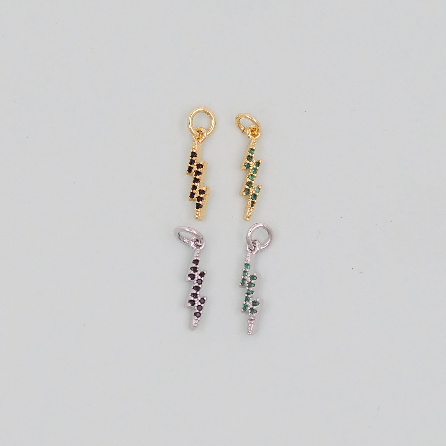 Gold Lightning Charms,18K Gold Filled Tiny Lightning Pendant,Silver Lightning Charm Bracelet Necklace for DIY Jewelry Making Supply