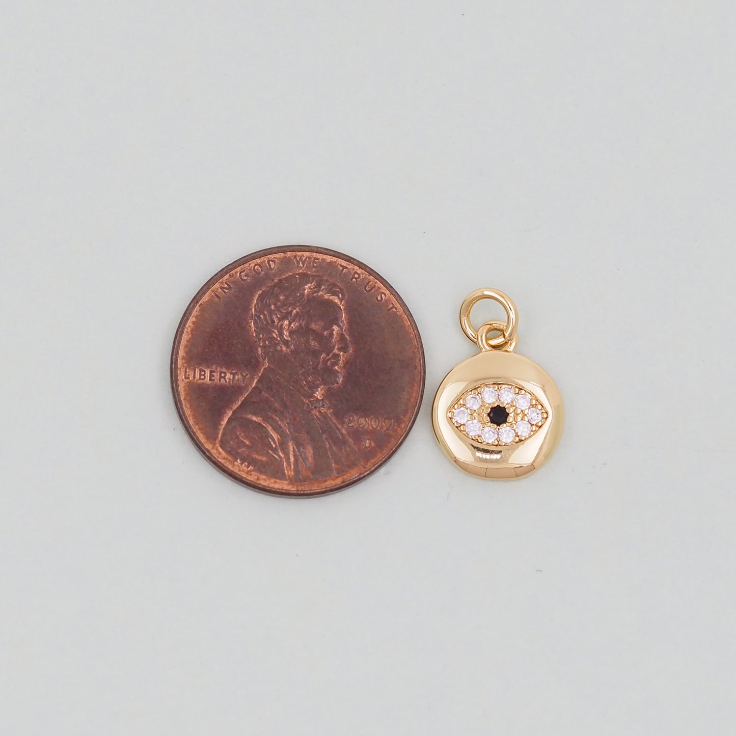 Gold Round Evil Eye Charms,18K Gold Filled Evil Eye Pendant,Evil Eye Charm Bracelet Necklace for DIY Jewelry Making Supply