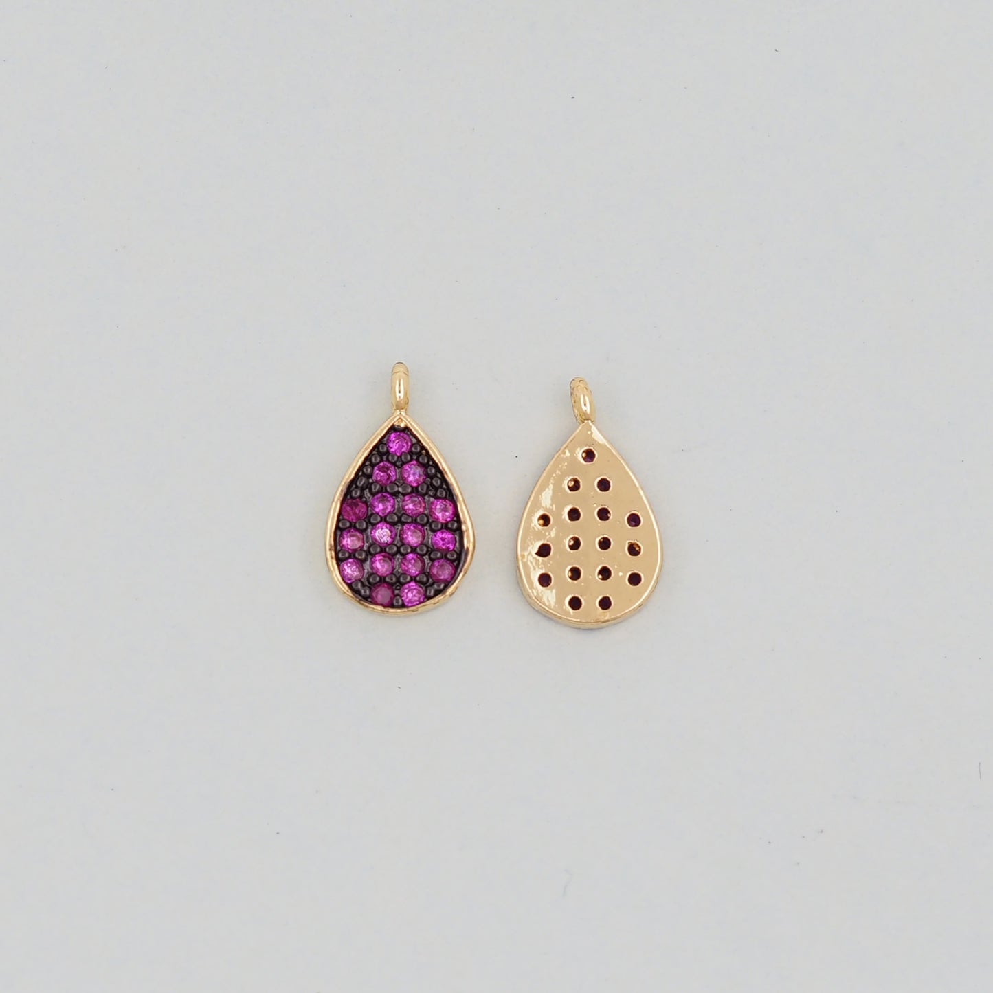 Gold Teardrop Charms,18K Gold Filled teardrop Pendant,CZ Micro Pave teardrop Charm Bracelet Necklace for DIY Jewelry Making Supply