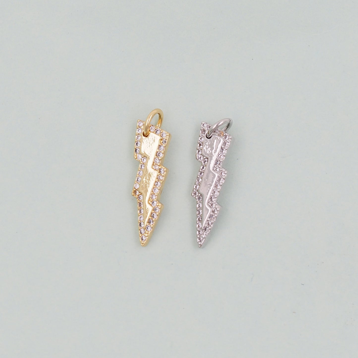 Gold Lightning Charms,18K Gold Filled Tiny Lightning Pendant,Silver Lightning Charm Bracelet Necklace for DIY Jewelry Making Supply