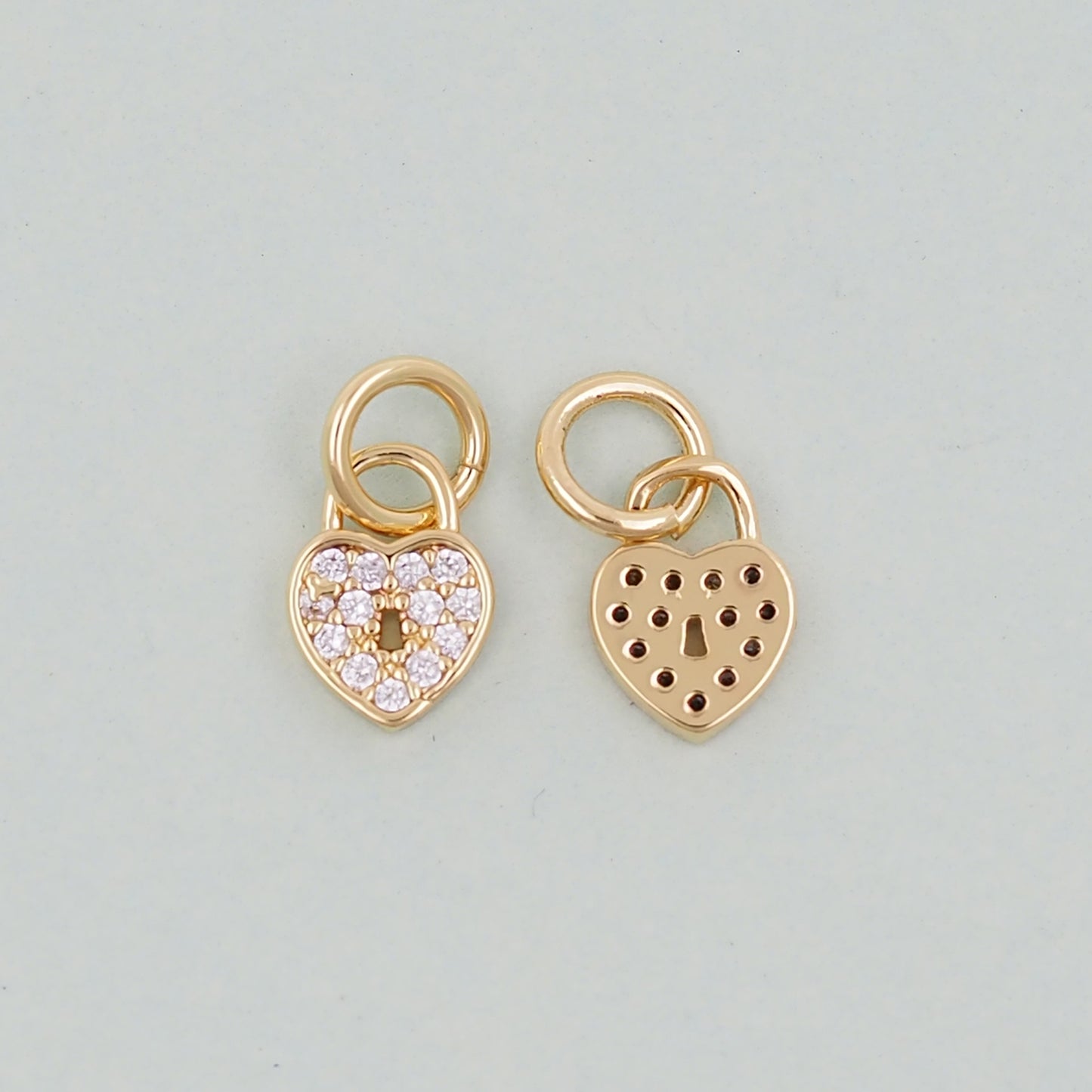 Gold Heart Charms,18K Gold Filled CZ Heart Pendant,Heart Charm Bracelet Necklace for DIY Jewelry Making Supply