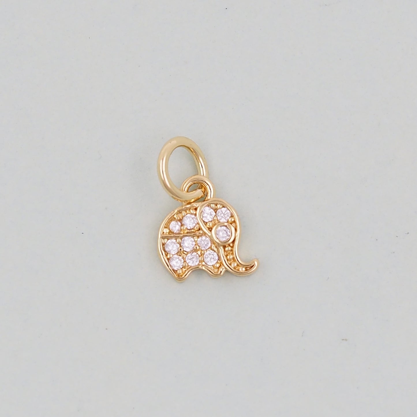 Gold Tiny Elephant Charms,18K Gold Filled CZ Elephant Pendant,Elephant Charm Bracelet Necklace for DIY Jewelry Making Supply