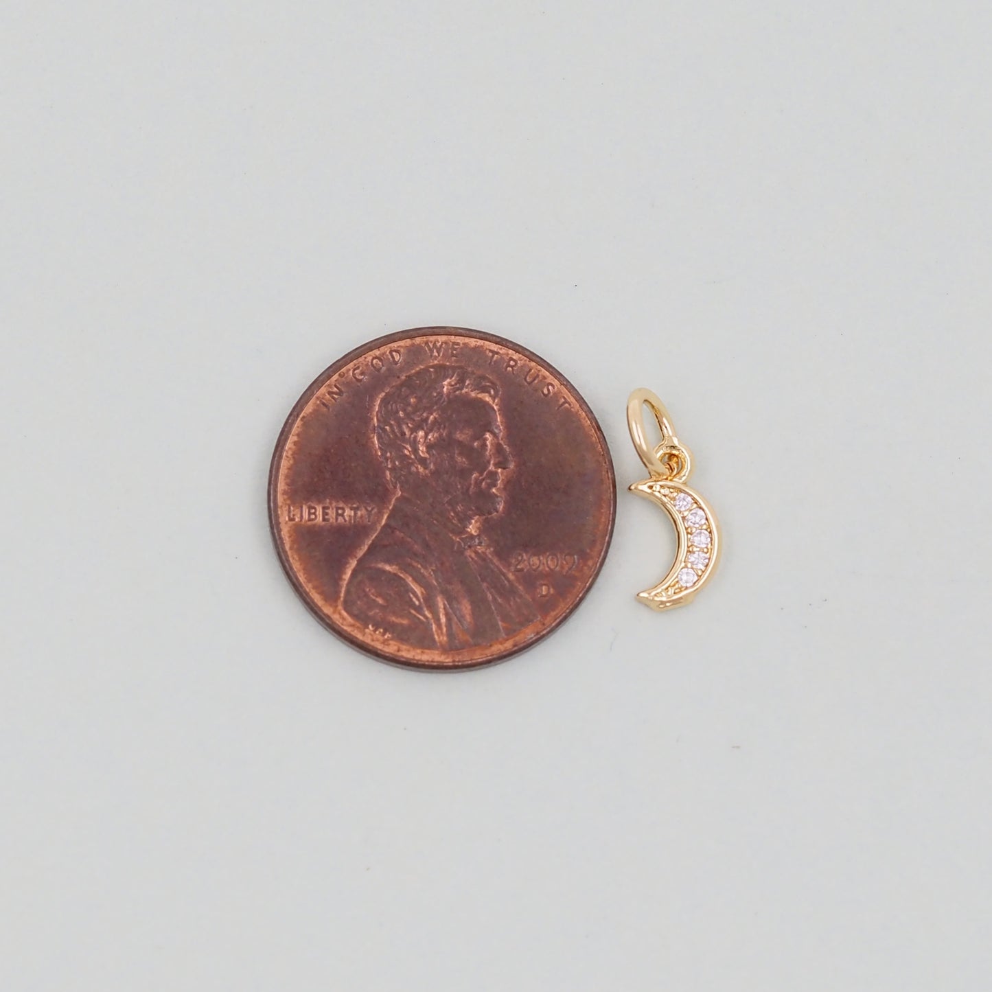 Gold Moon Charms,18K Gold Filled CZ Moon Pendant,Celestial Charm Bracelet Necklace for DIY Jewelry Making Supply