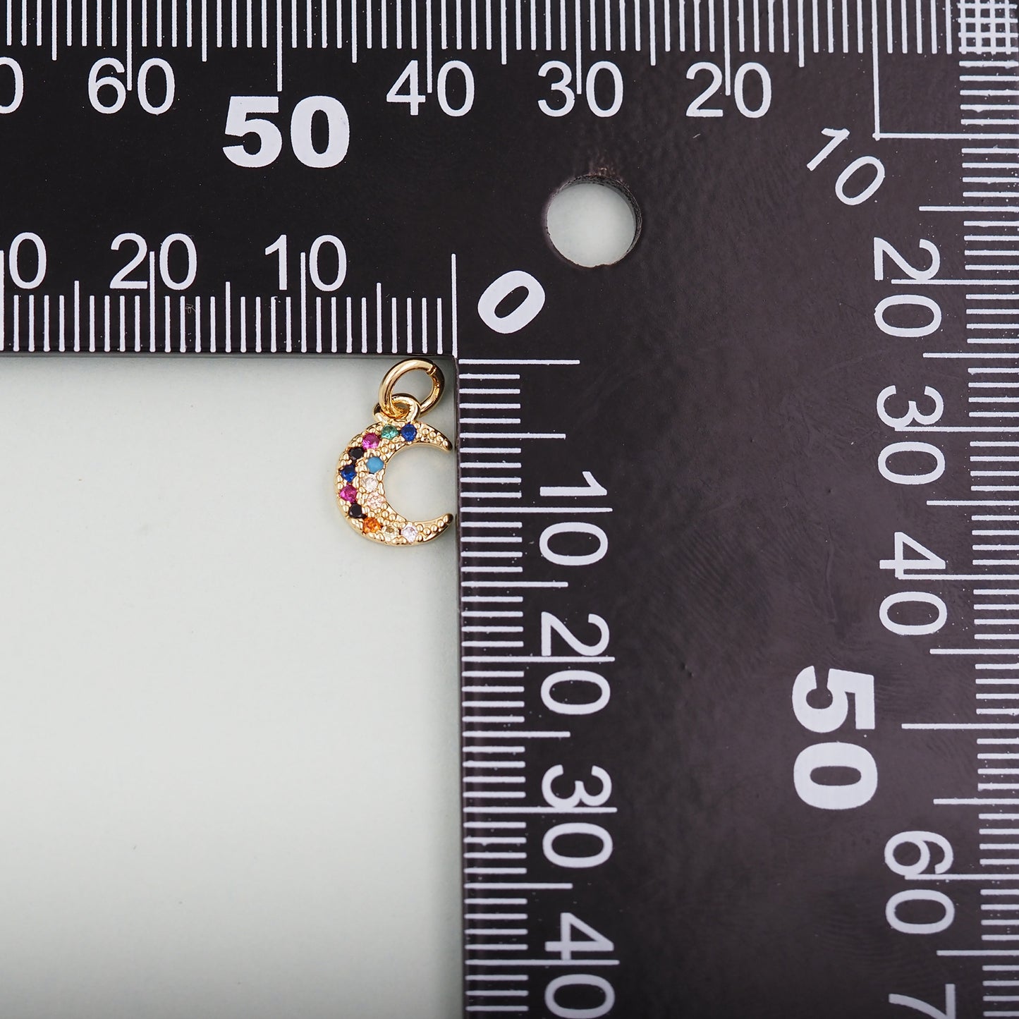 Gold Moon Charms,18K Gold Filled CZ Moon Pendant,Celestial Charm Bracelet Necklace for DIY Jewelry Making Supply