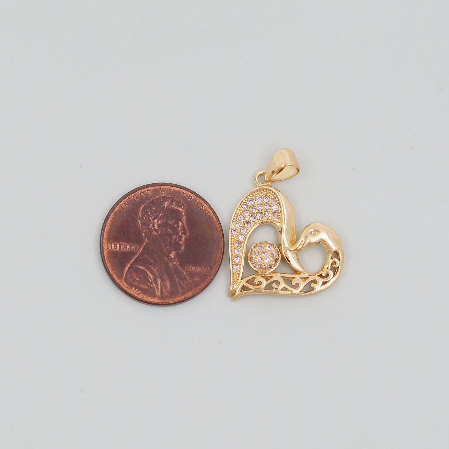 Gold Heart Charms,18K Gold Filled CZ Heart Pendant,Heart Charm Bracelet Necklace for DIY Jewelry Making Supply