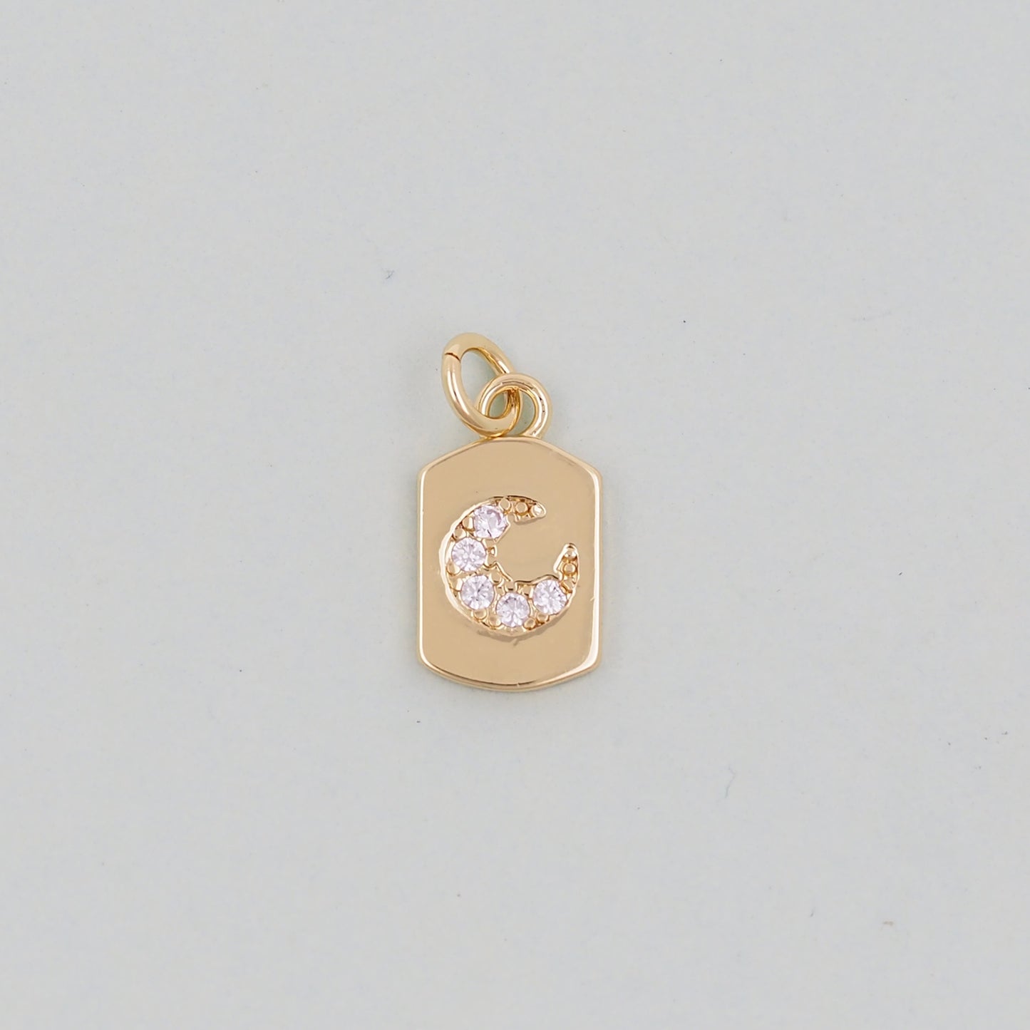 Gold Moon Charms,18K Gold Filled CZ Moon Pendant,Celestial Charm Bracelet Necklace for DIY Jewelry Making Supply