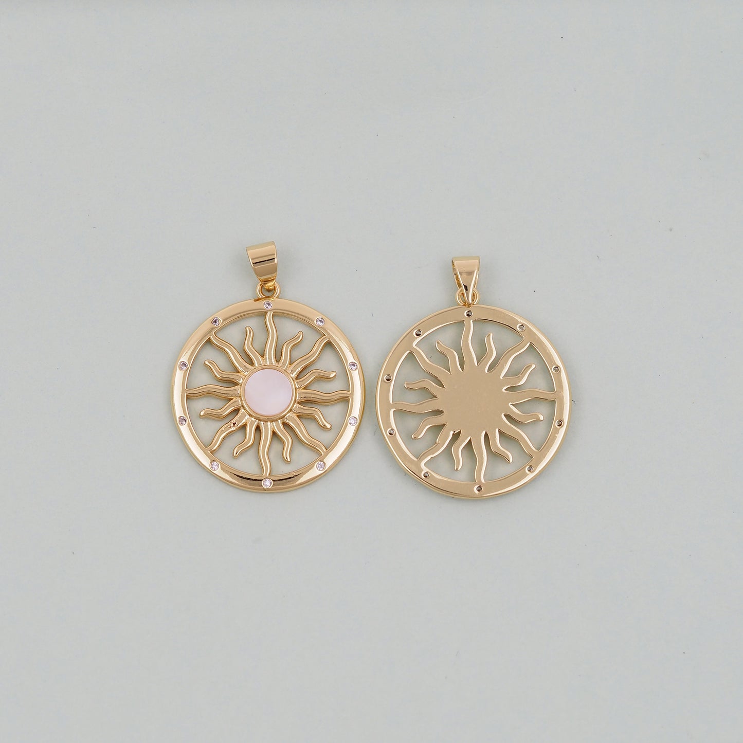 Gold Sun Charms,18K Gold Filled Sun Pendant,celestial Charm Bracelet Necklace for DIY Jewelry Making Supply