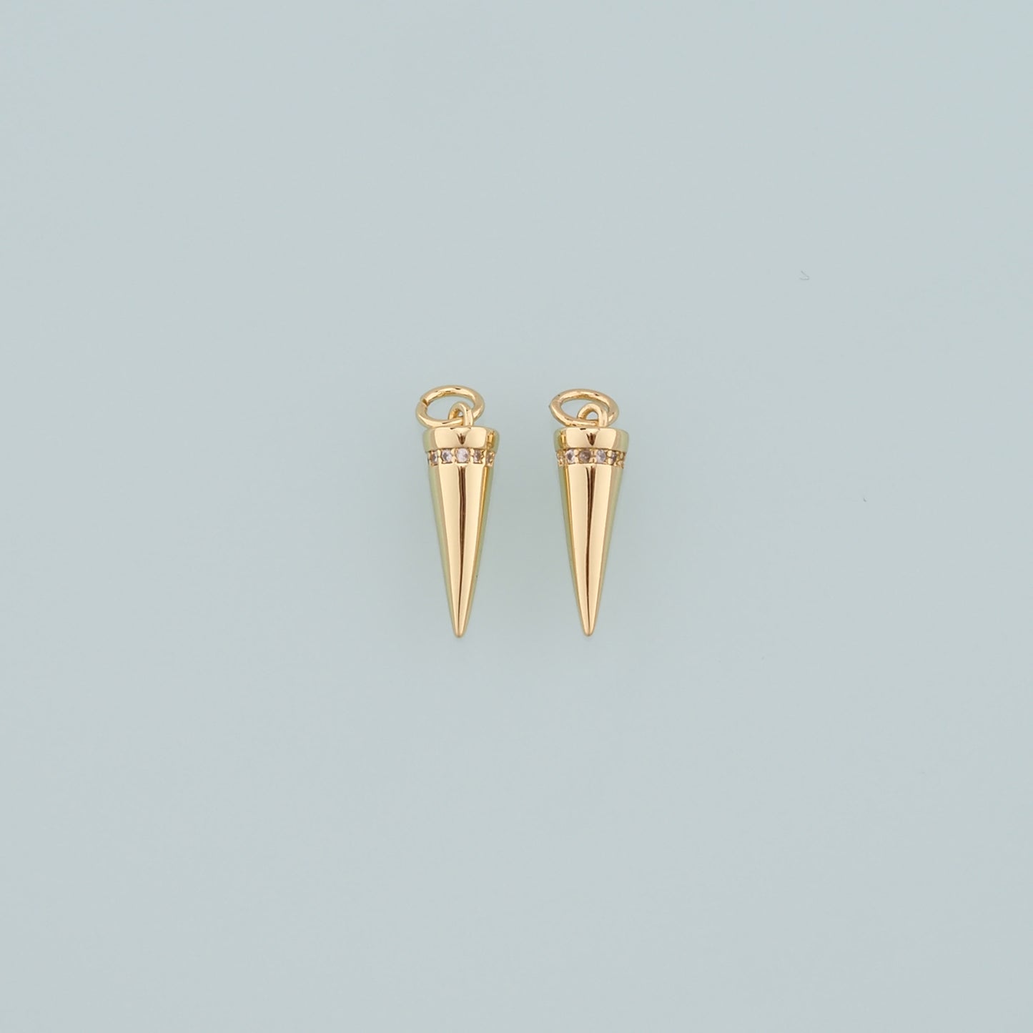 Gold Spikes Charms,18K Gold Filled Tapered Pendant,CZ Micro Pave Tapered Charm Bracelet Necklace for DIY Jewelry Making Supply