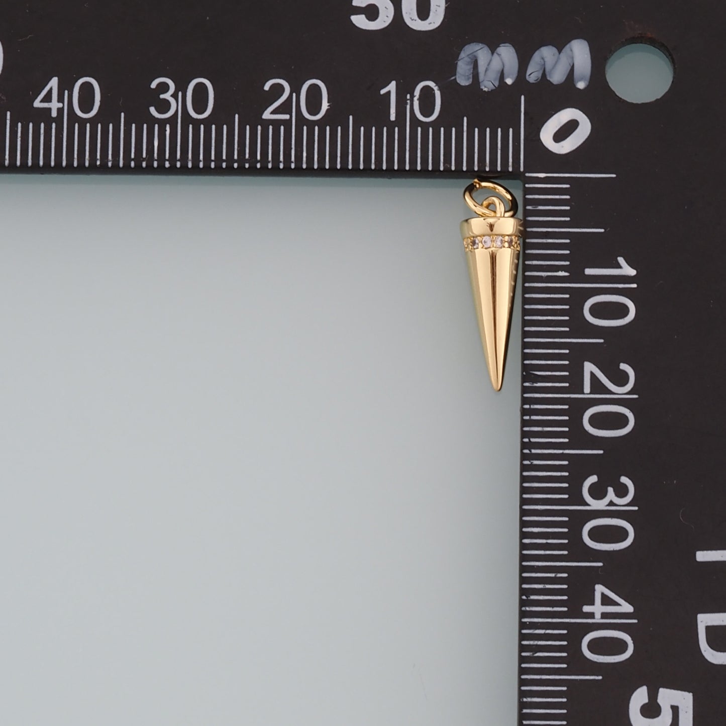 Gold Spikes Charms,18K Gold Filled Tapered Pendant,CZ Micro Pave Tapered Charm Bracelet Necklace for DIY Jewelry Making Supply