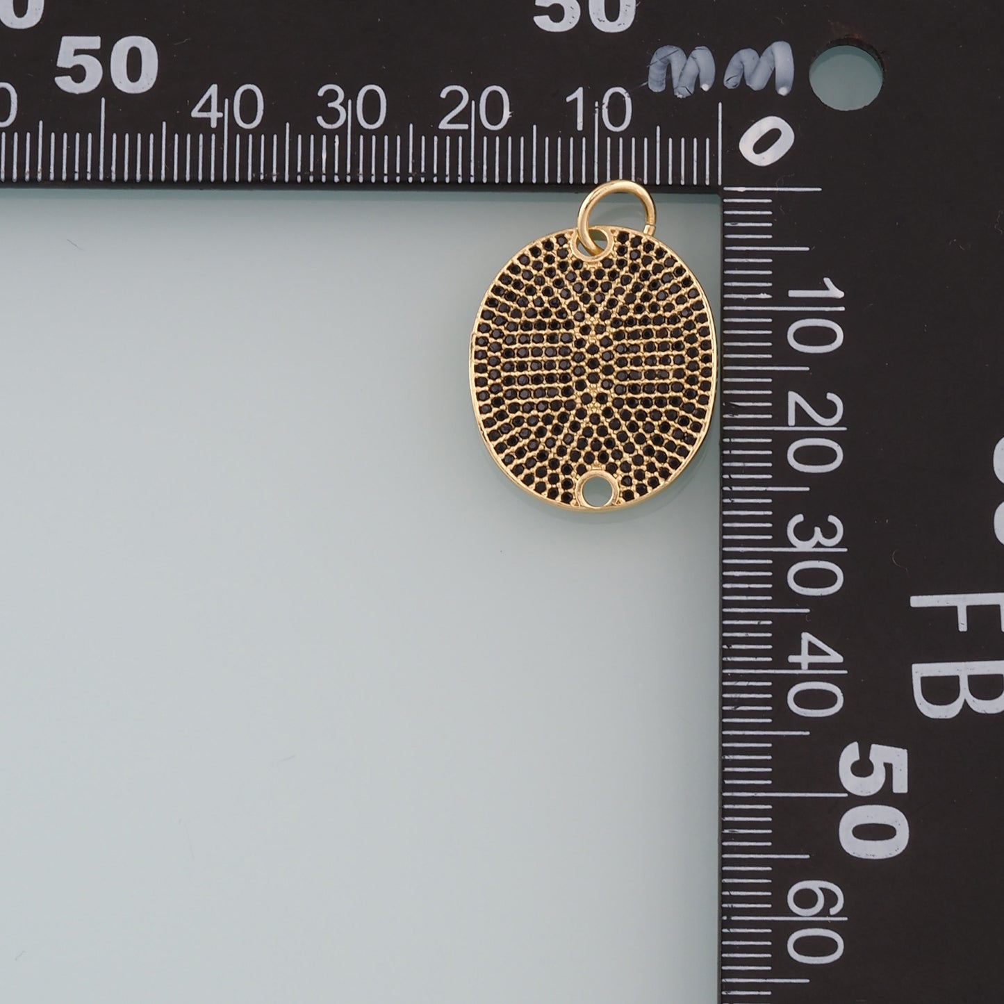 18K Gold Filled Oval Pendant,CZ Micro Pave Oval Charm Bracelet Necklace for DIY Jewelry Making Supply