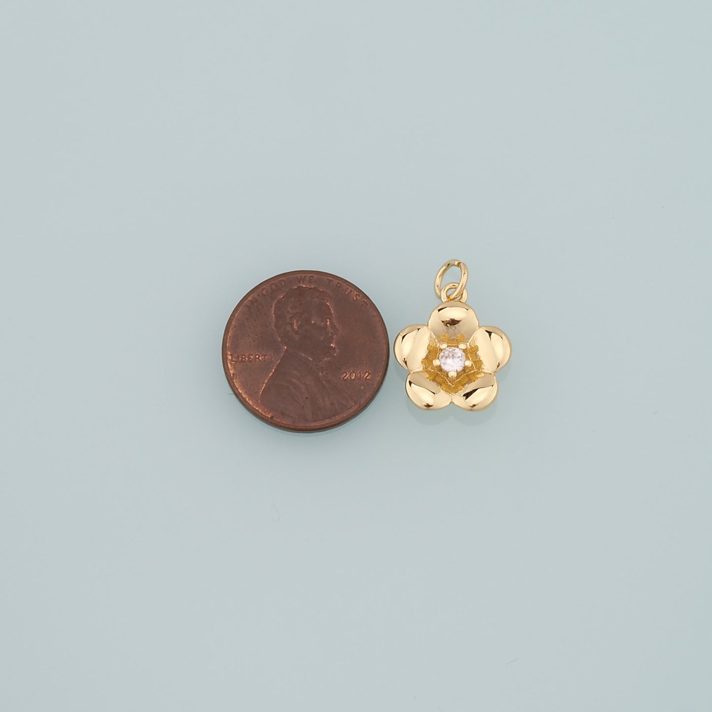 Gold Flower Charms,18K Gold Filled Flower Pendant,CZ Micro Pave Flower Charm Bracelet Necklace for DIY Jewelry Making Supply