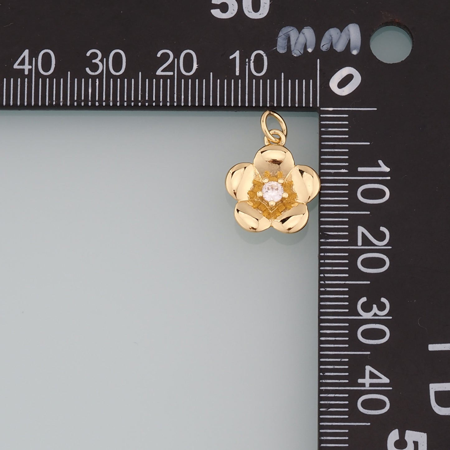 Gold Flower Charms,18K Gold Filled Flower Pendant,CZ Micro Pave Flower Charm Bracelet Necklace for DIY Jewelry Making Supply