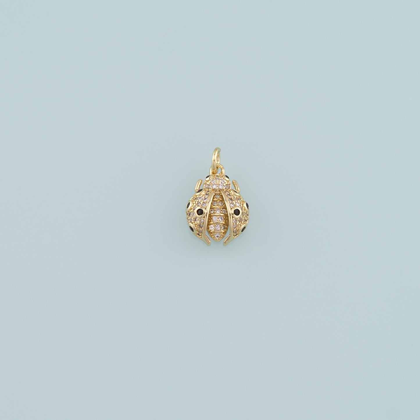 18K Gold Filled Ladybug Pendant,CZ Micro Pave Insect Charm Bracelet Necklace for DIY Jewelry Making Supply