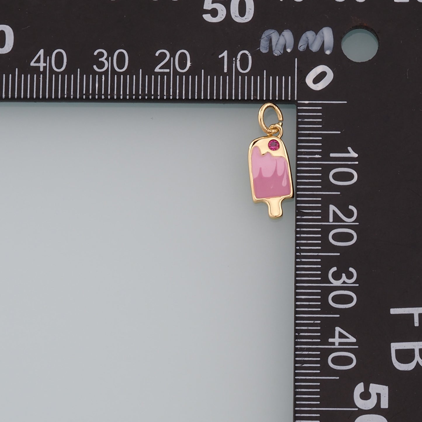 Gold Summer Charms,18K Gold Filled Ice Cream Pendant,Enamel Ice Cream Charm Bracelet Necklace for DIY Jewelry Making Supply