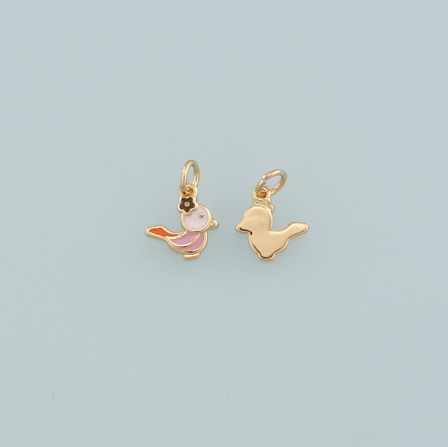 Gold Animal Charms,18K Gold Filled Bird Pendant,Enamel Bird Charm Bracelet Necklace for DIY Jewelry Making Supply
