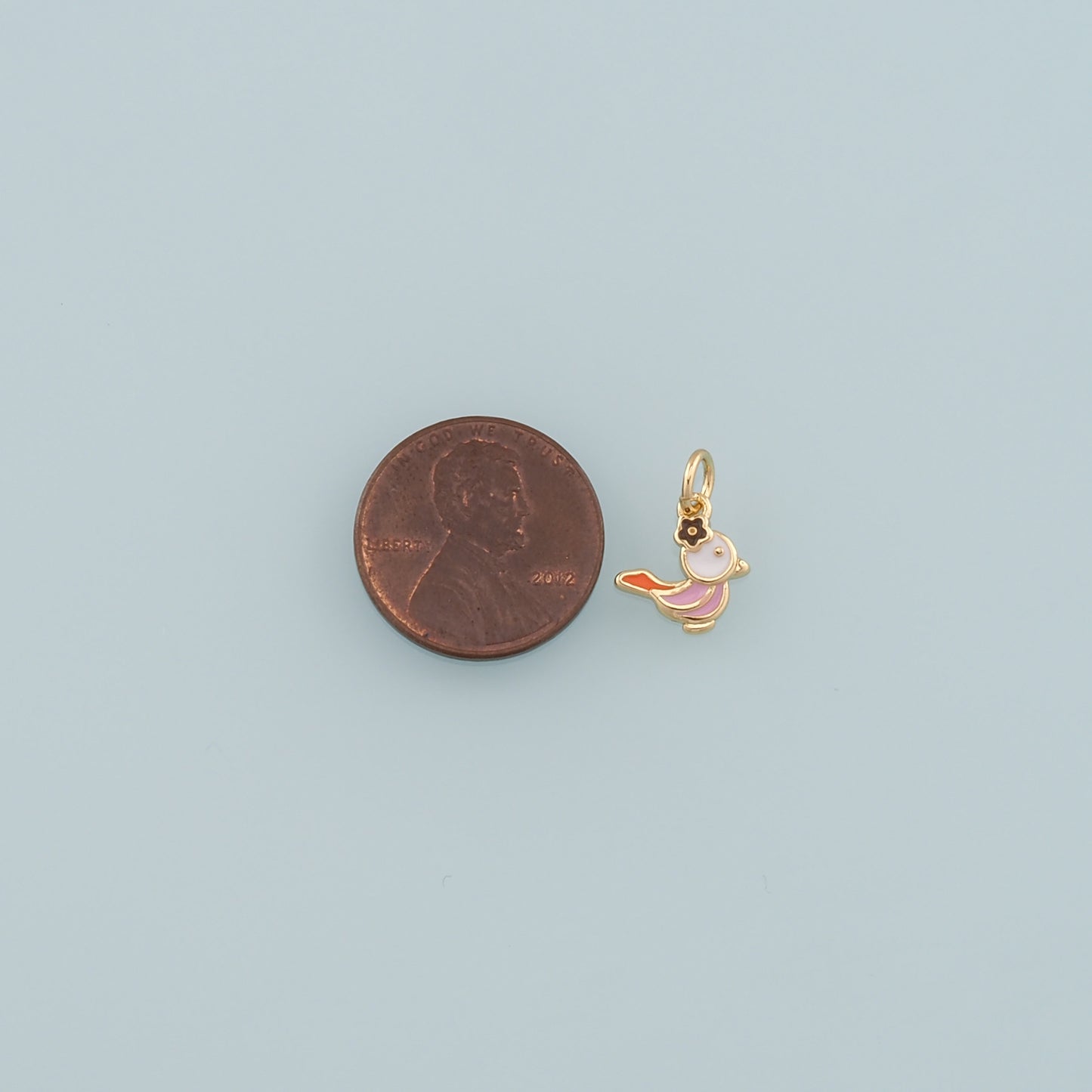 Gold Animal Charms,18K Gold Filled Bird Pendant,Enamel Bird Charm Bracelet Necklace for DIY Jewelry Making Supply