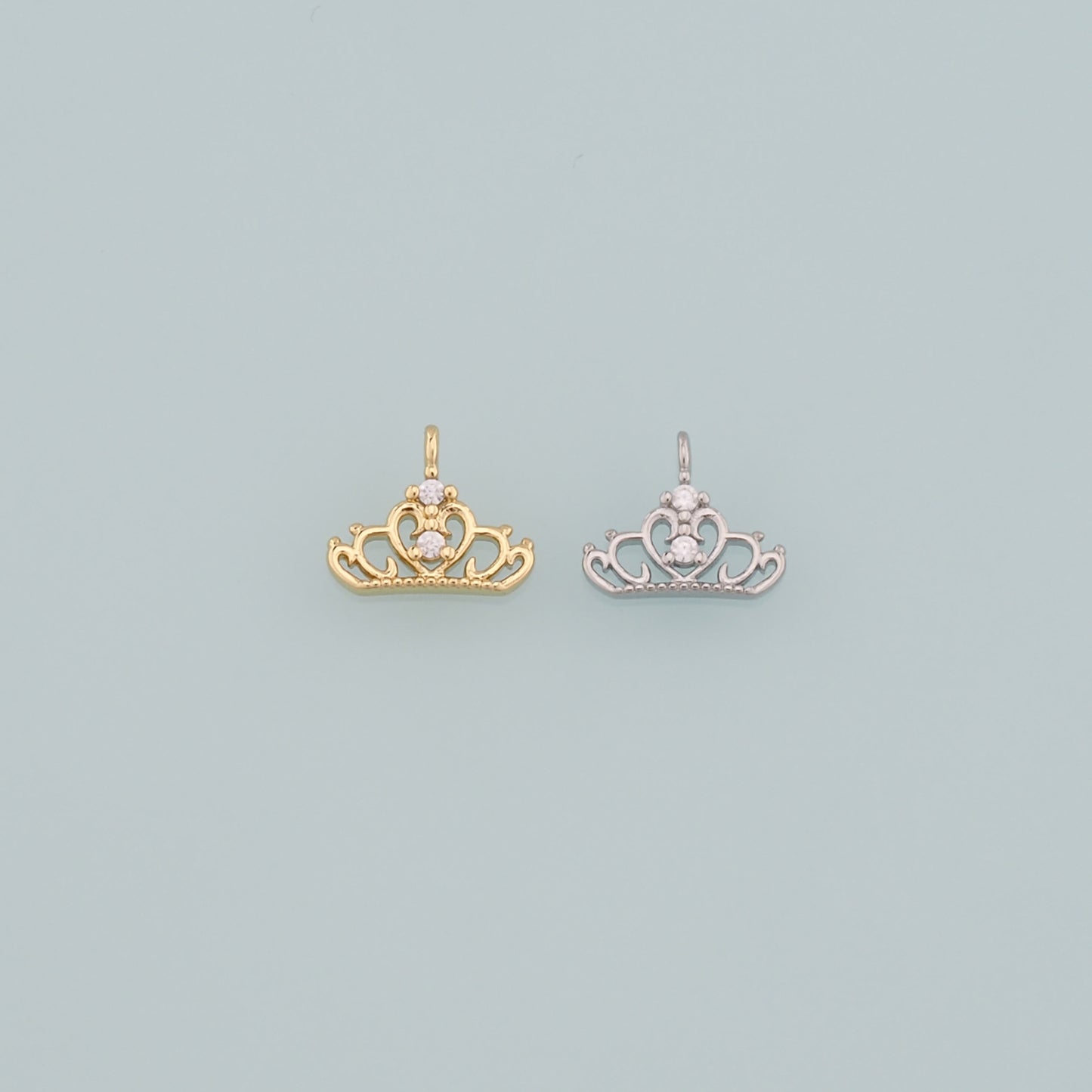 18K Gold Filled Crown Pendant,CZ Micro Pave Crown Charm Bracelet Necklace for DIY Jewelry Making Supply