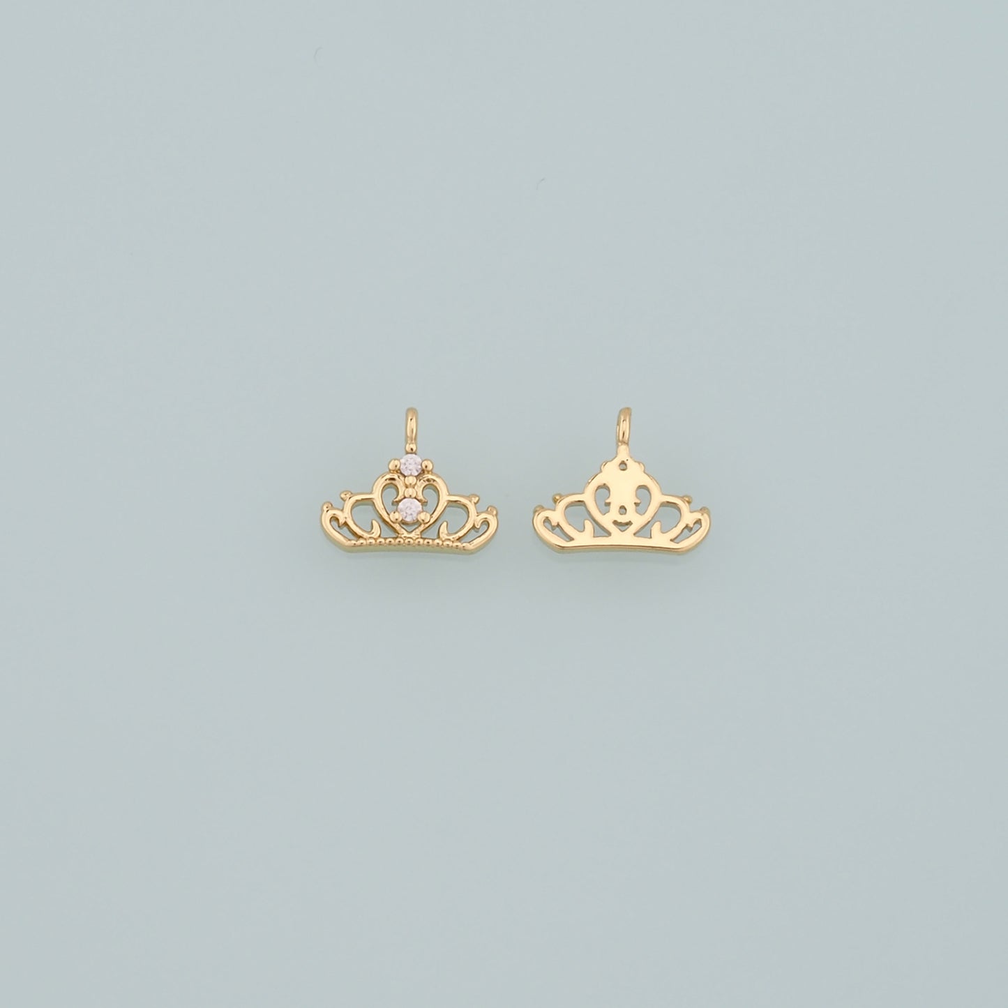 18K Gold Filled Crown Pendant,CZ Micro Pave Crown Charm Bracelet Necklace for DIY Jewelry Making Supply