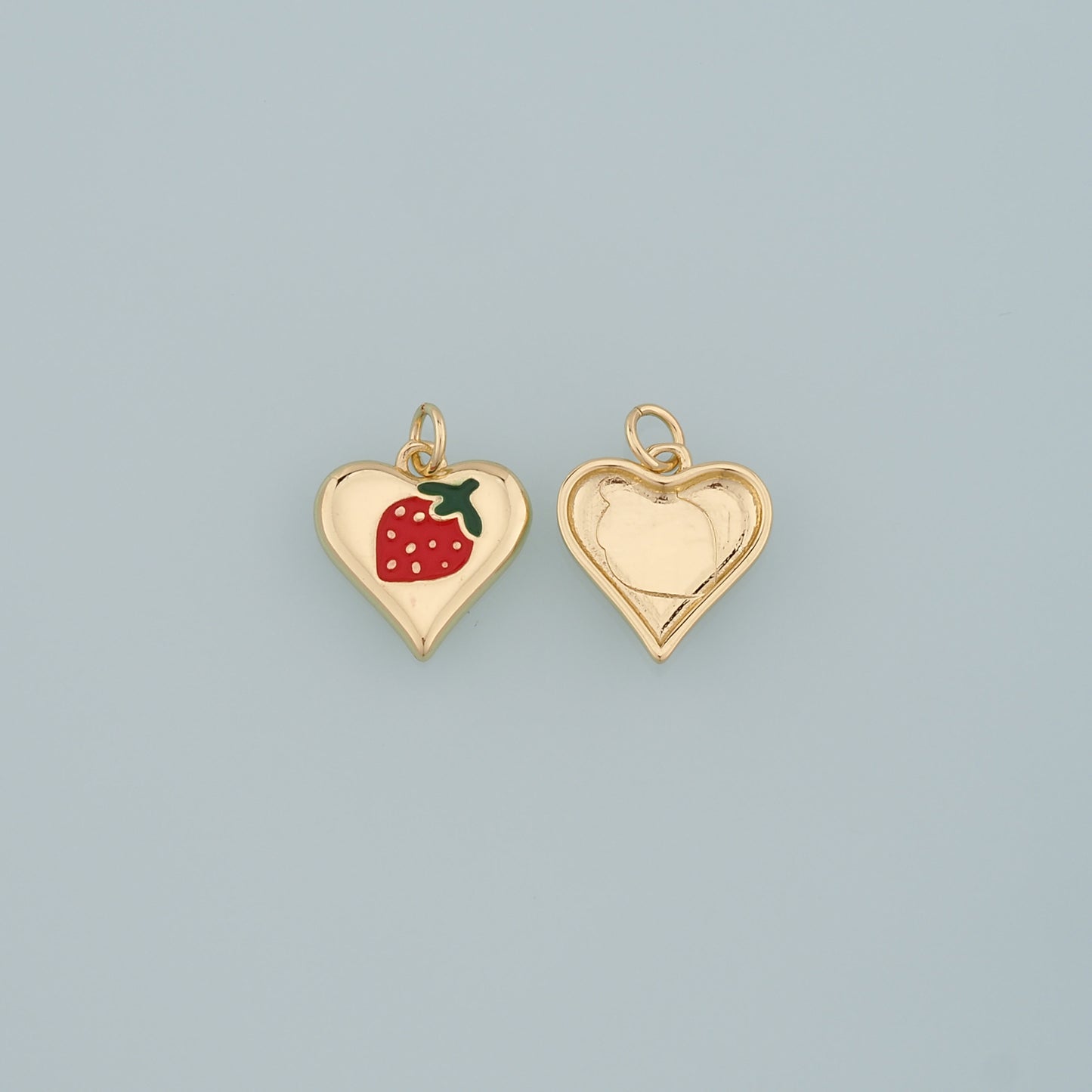 Gold Strawberry Charms,18K Gold Filled Heart Strawberry Pendant,Enamel Fruit Charm Bracelet Necklace for DIY Jewelry Making Supply