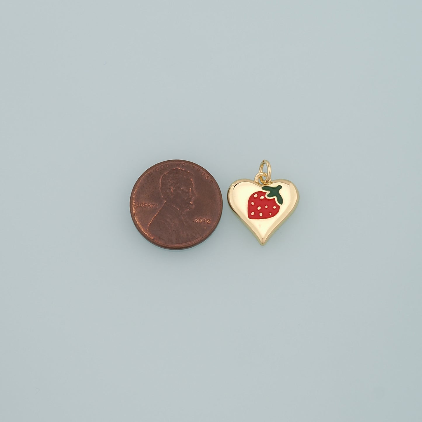 Gold Strawberry Charms,18K Gold Filled Heart Strawberry Pendant,Enamel Fruit Charm Bracelet Necklace for DIY Jewelry Making Supply