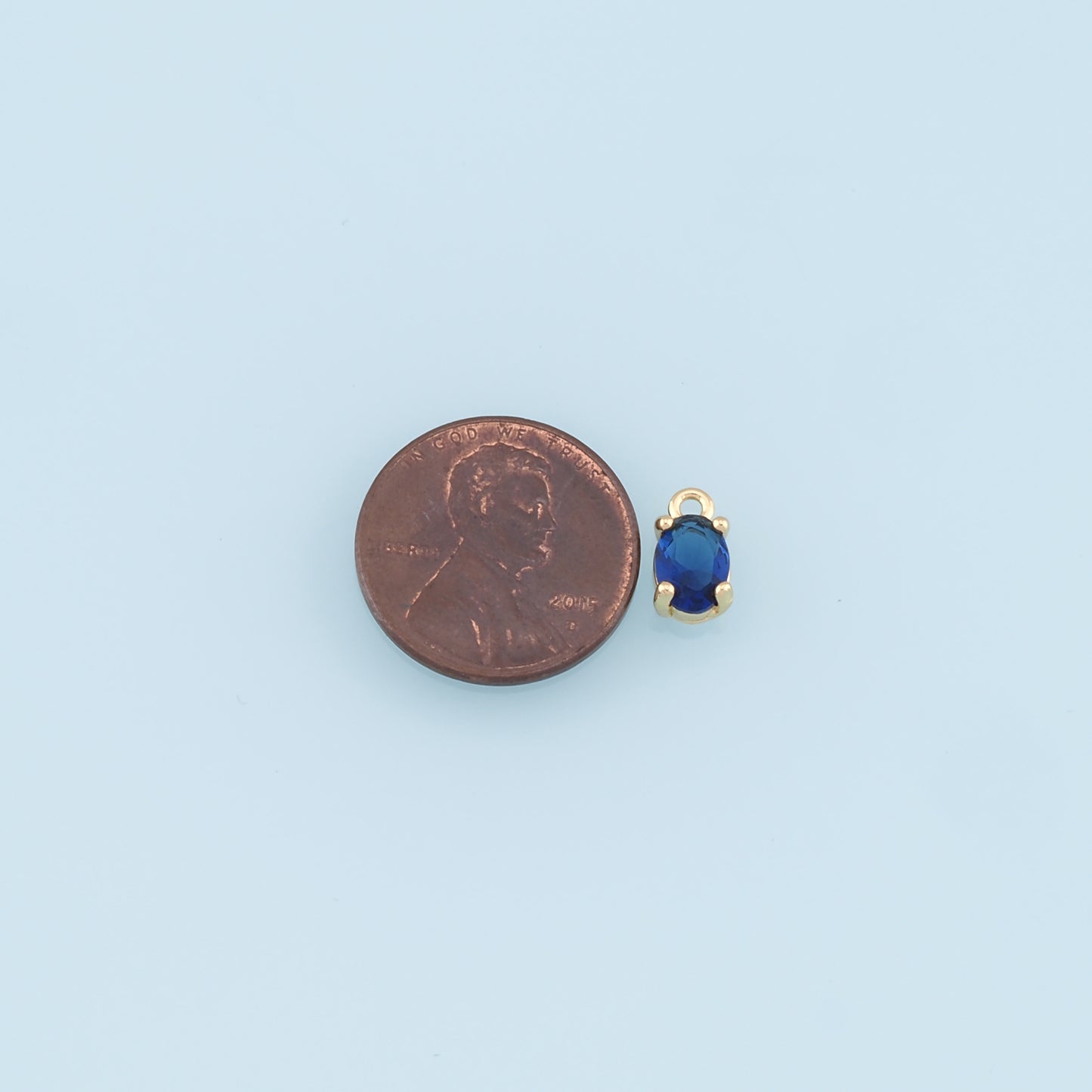 Gold Oval Crystal Charm,18K Gold Filled Crystal Pendant Bracelet Necklace for DIY Jewelry Making Supply 6mm